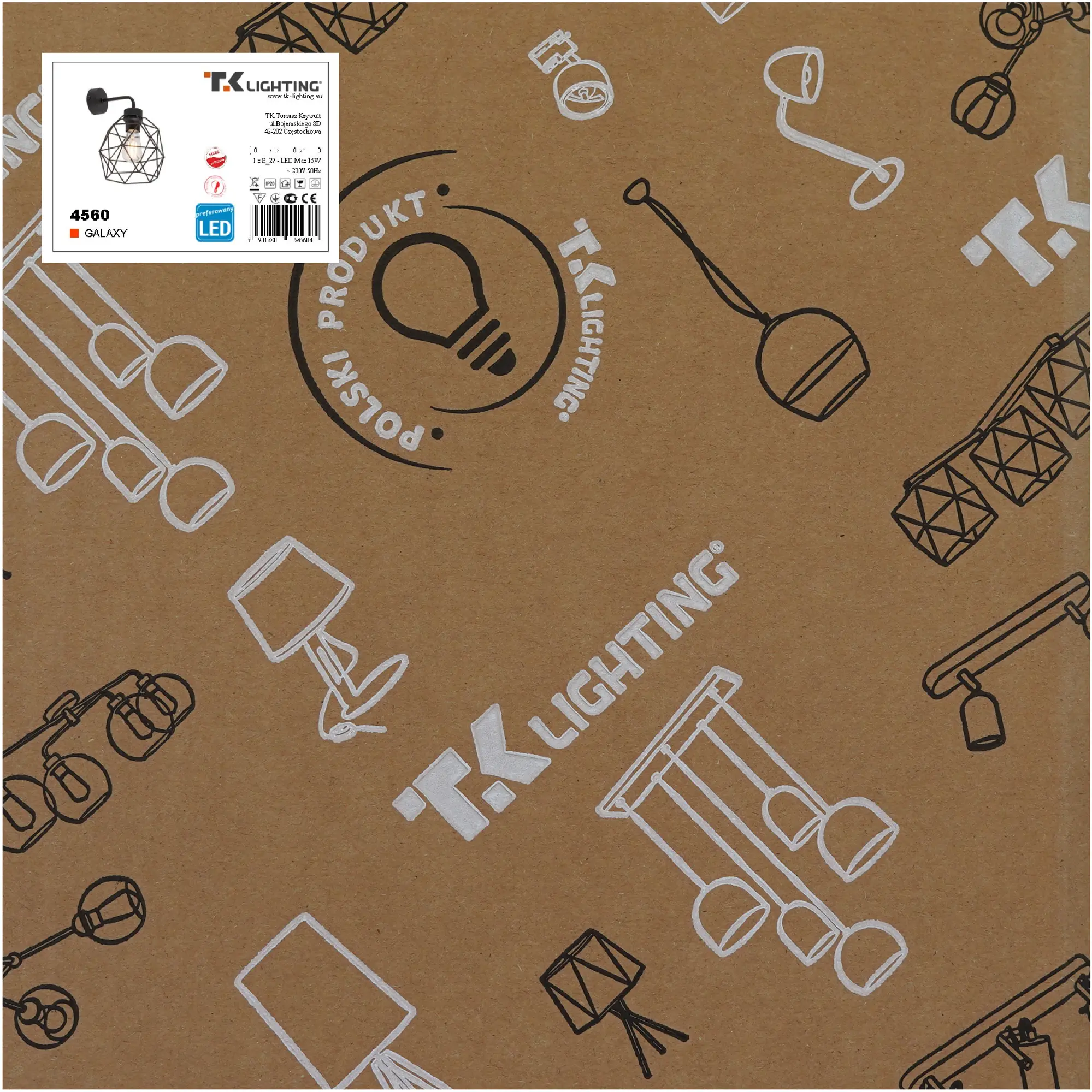 Kinkiet Galaxy czarny E27 Tk Lighting - 4