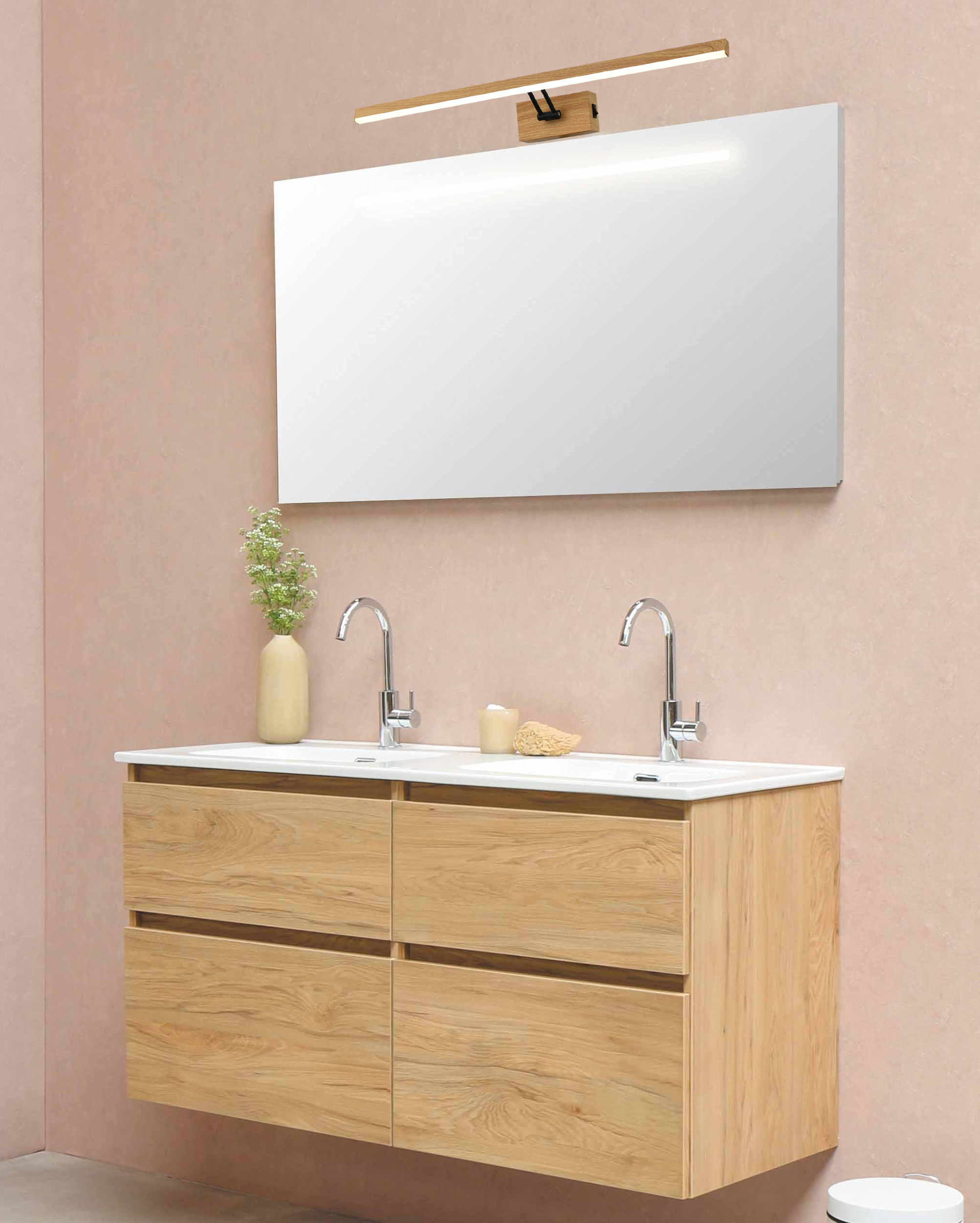 Kinkiet Lester 60 cm czarny z imitacją drewna 560 lm LED Reality - 2