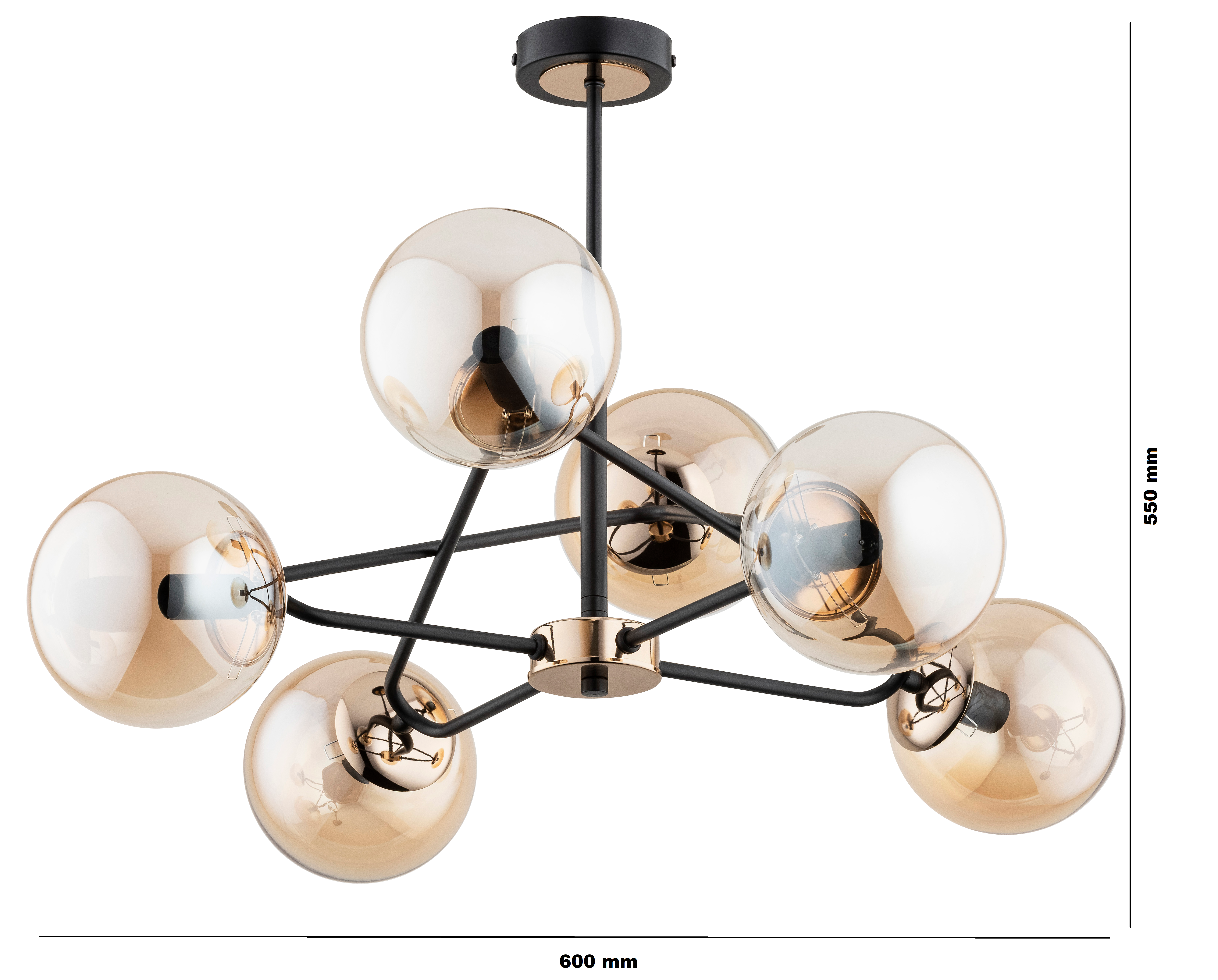 Lampa wisząca Sagito brązowa 6 x E14 Alfa - 3