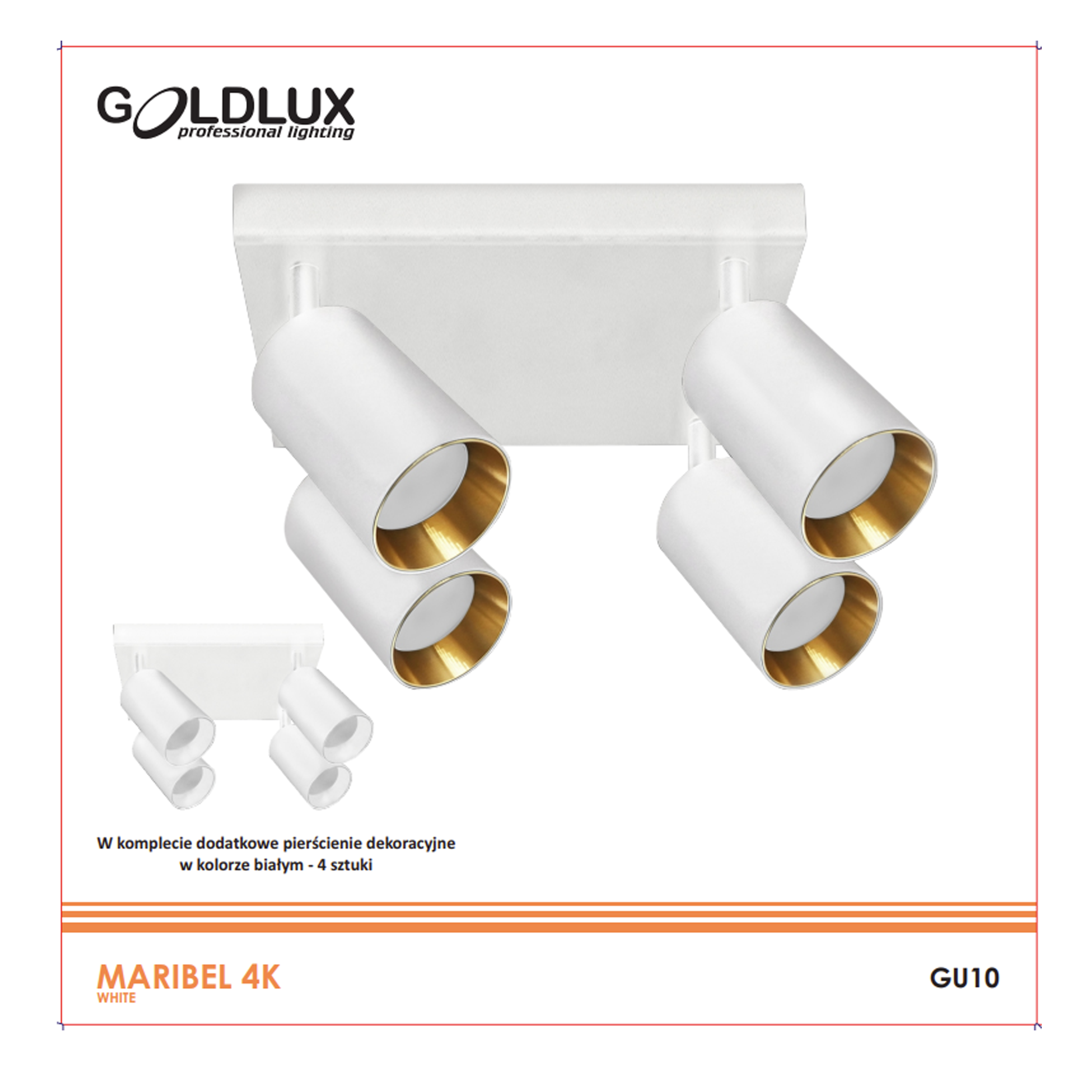 Plafon Maribel biało-złoty 4 x GU10 Goldlux - 9