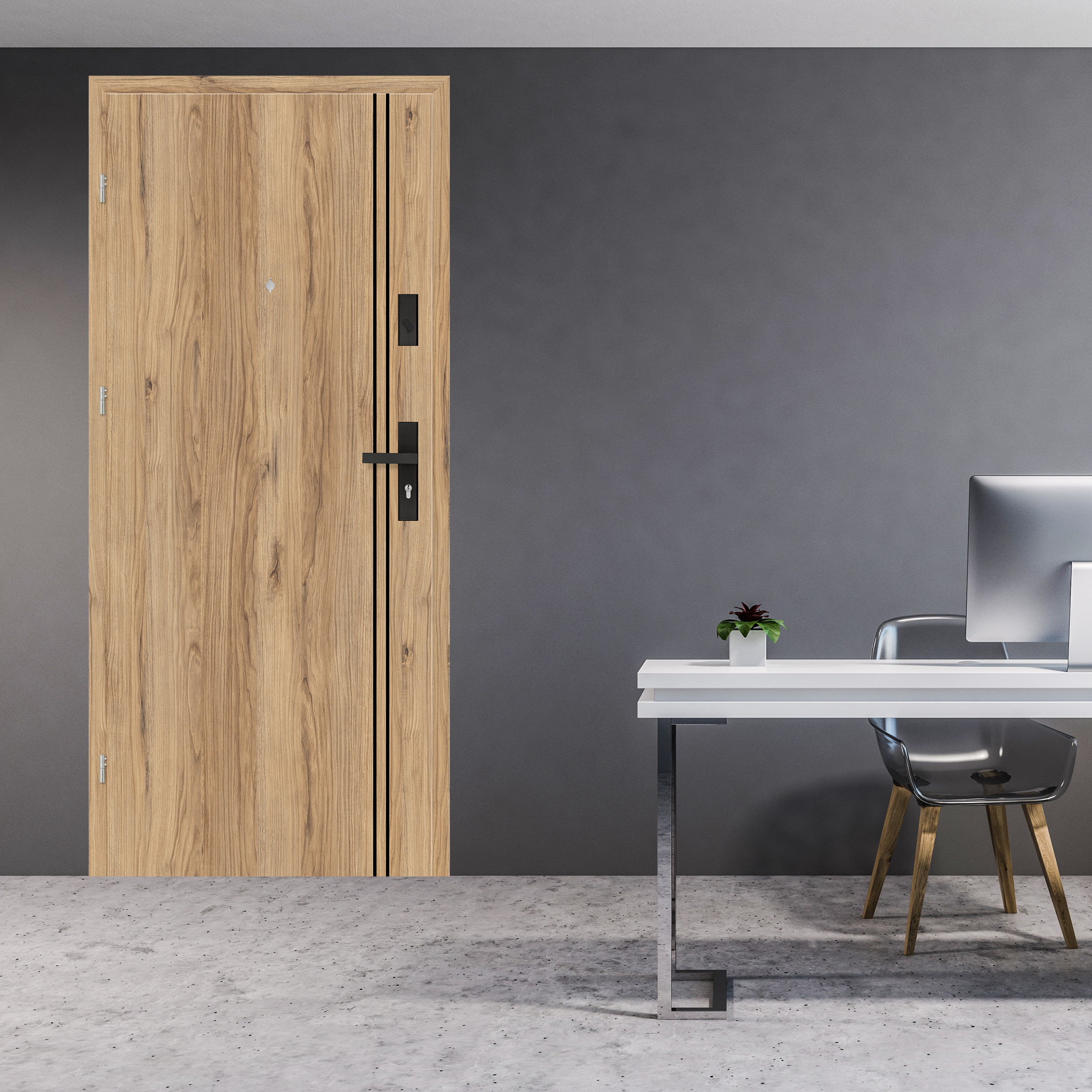 Drzwi wejściowe otwierane do wewnątrz Hermes Dąb Catania 80 Lewe Nawadoor - 4