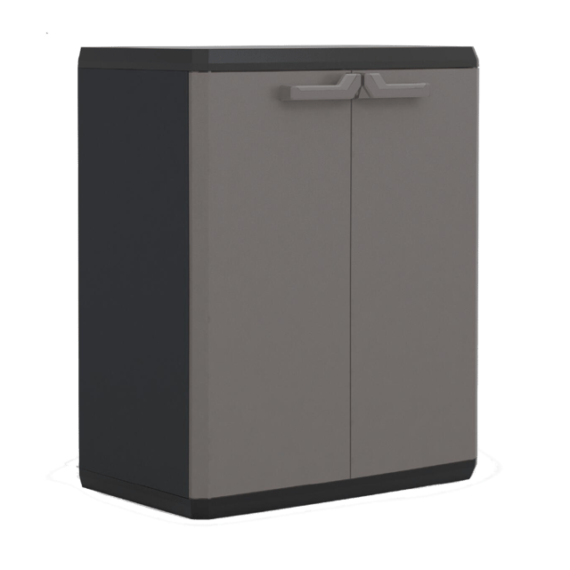 Armadio basso 1R_PP in resina, grigio e nero L 68 x H 83 x P 39 cm 2 ante, da interno