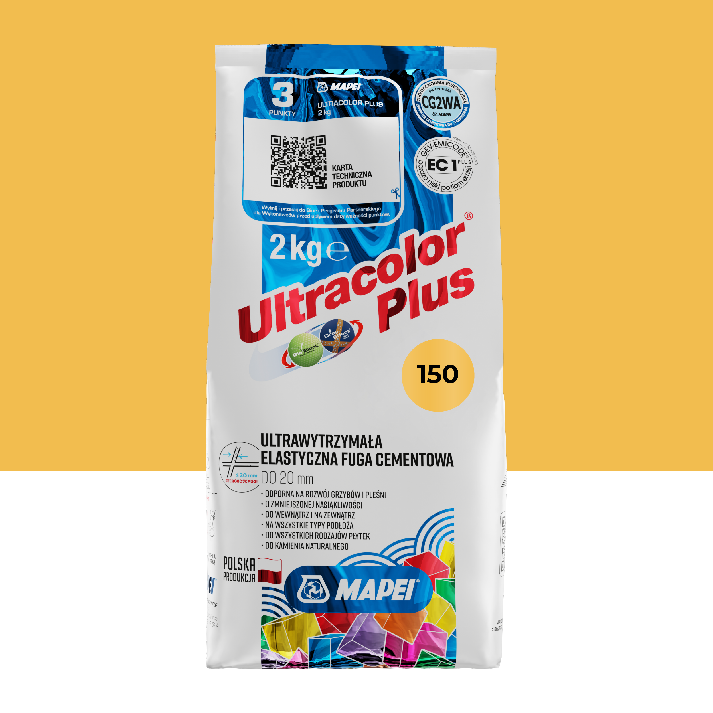 Fuga cementowa Ultracolor 150 żółty 2 kg Mapei Leroy Merlin