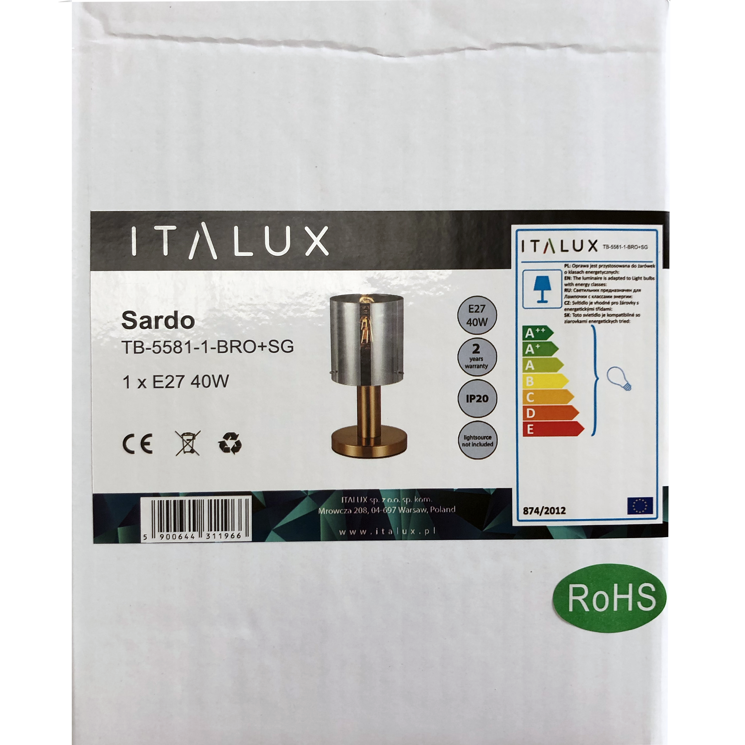 Lampa stołowa Sardo mosiądz E27 Italux - 3