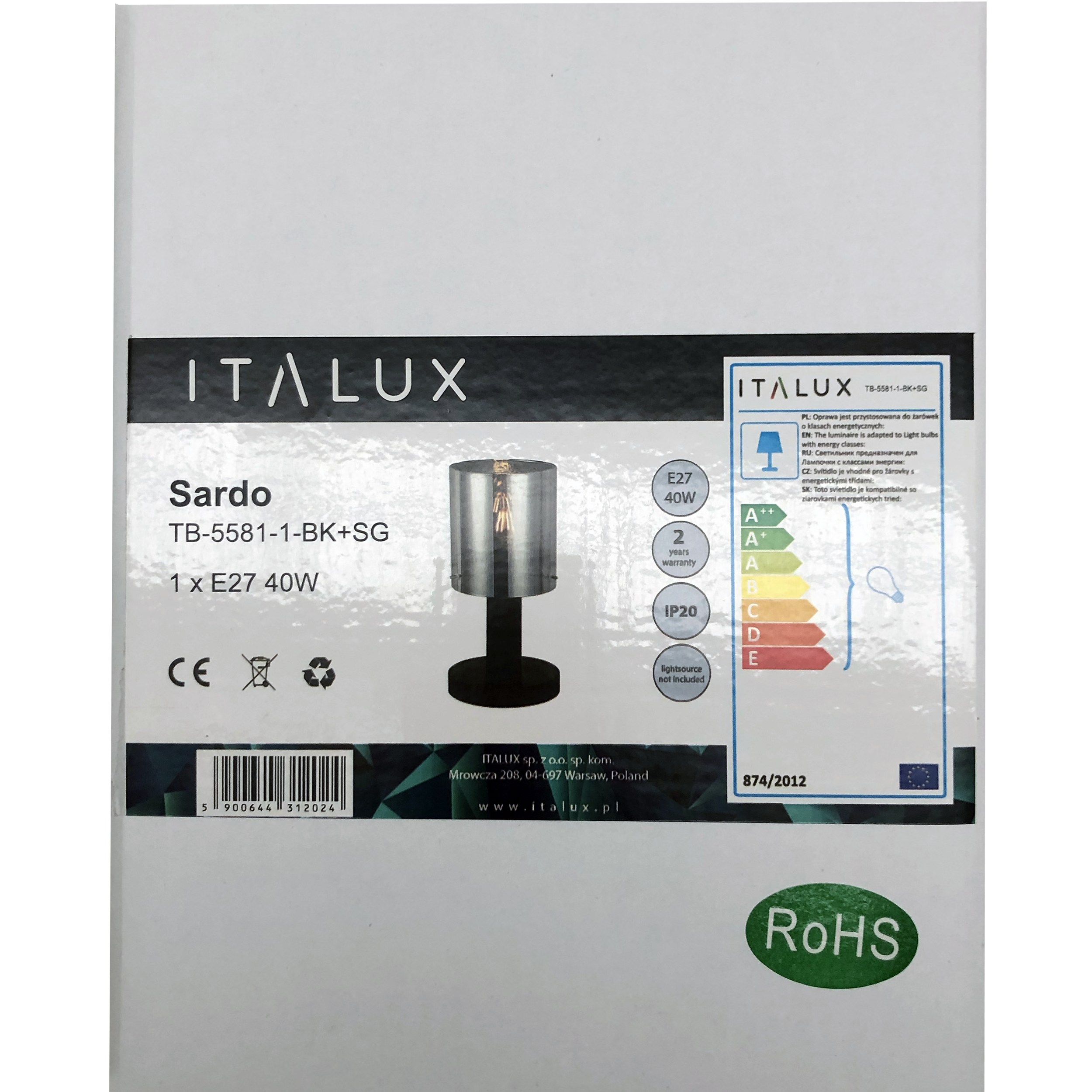 Lampa stołowa Sardo czarna E27 Italux - 2