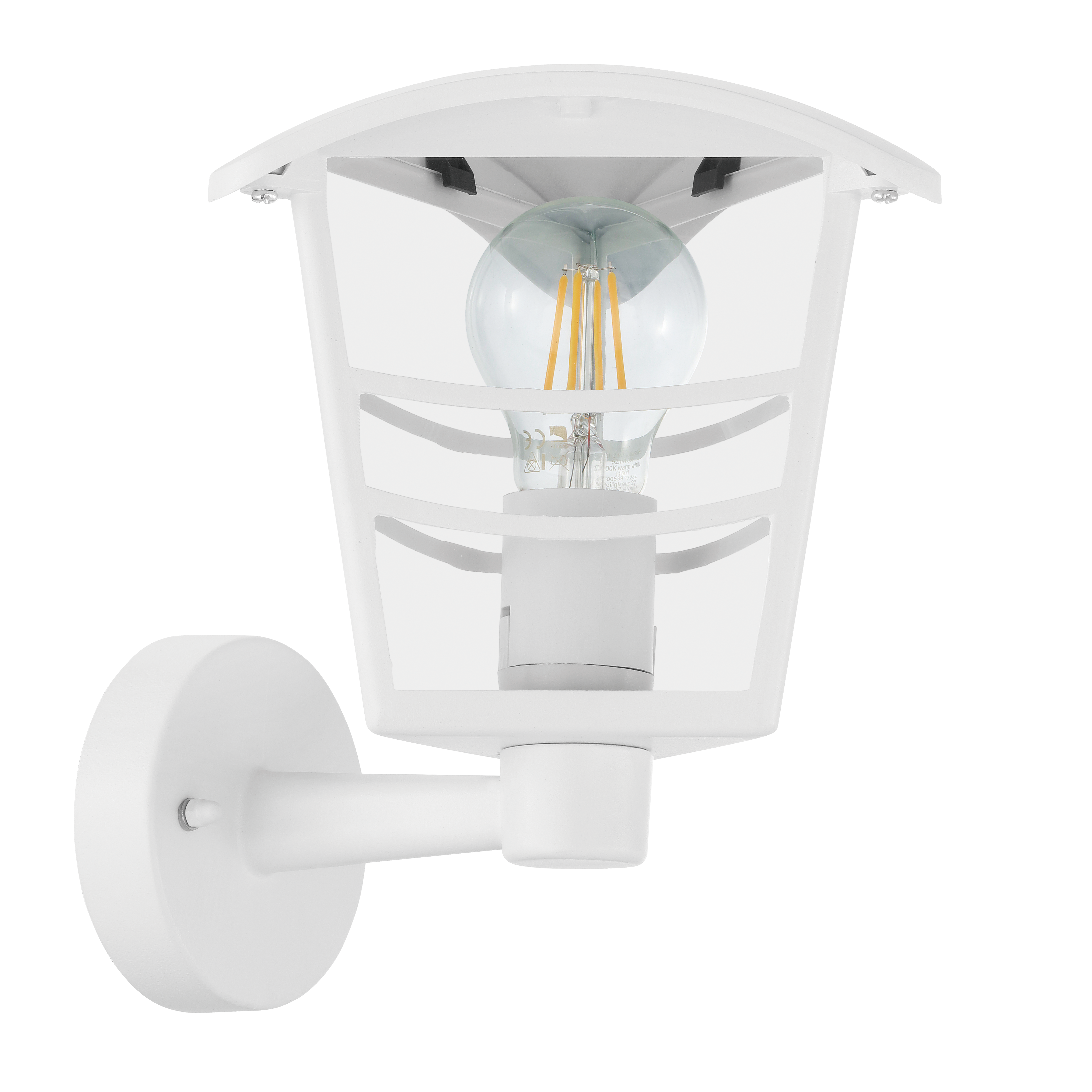 Candeeiro de parede exterior Palama IP44 E27 vidro branco Inspire - 2