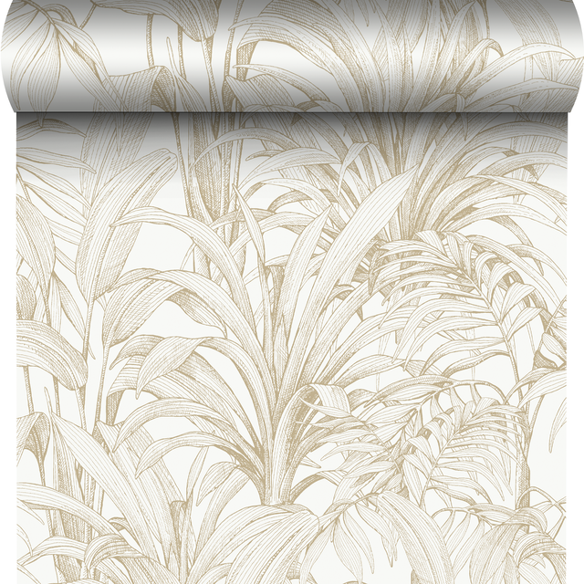 Tapeta Matre A51402 liście beżowa winylowa na flizelinie