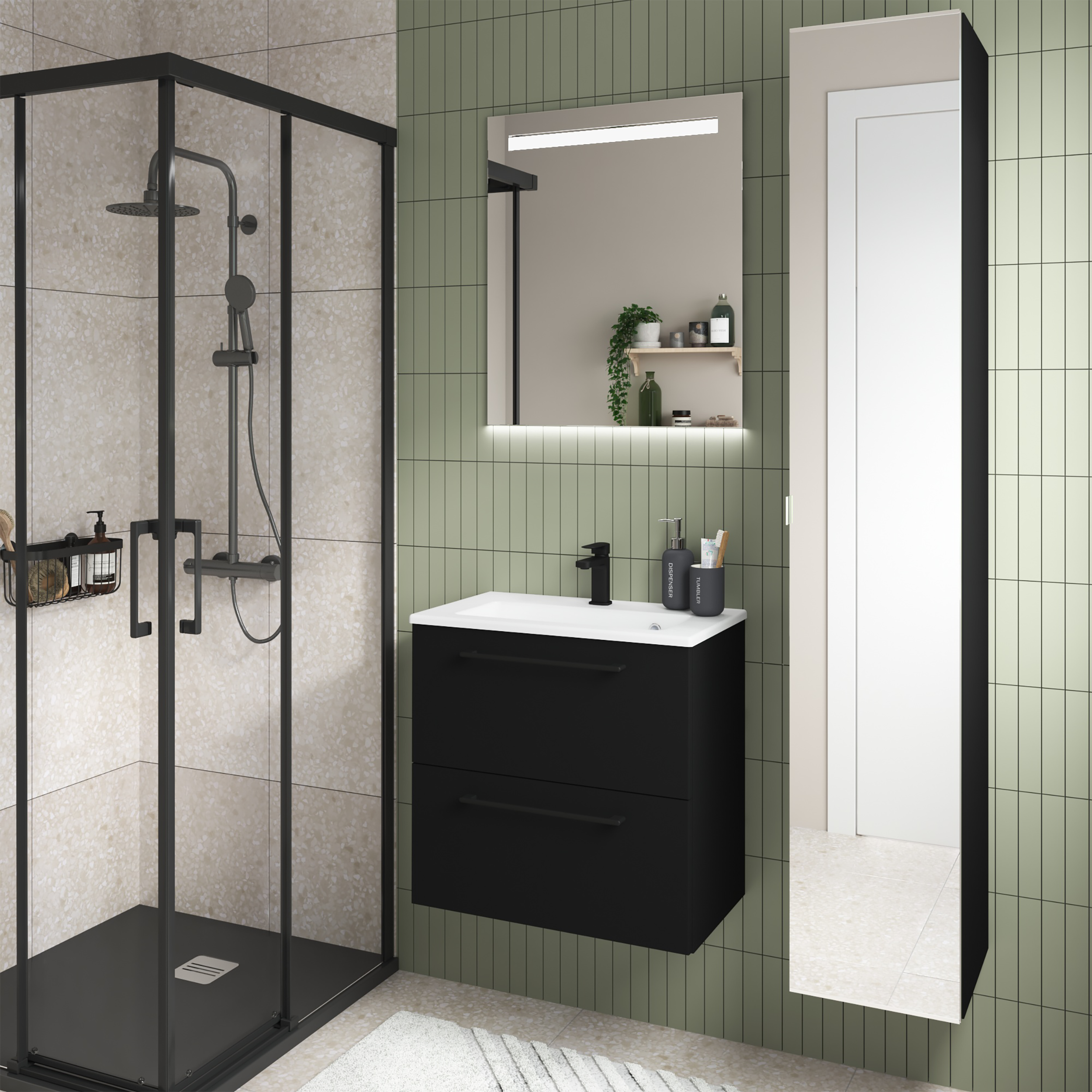 Szafka pod umywalkę Remix Black Mat 60 Sensea - 6