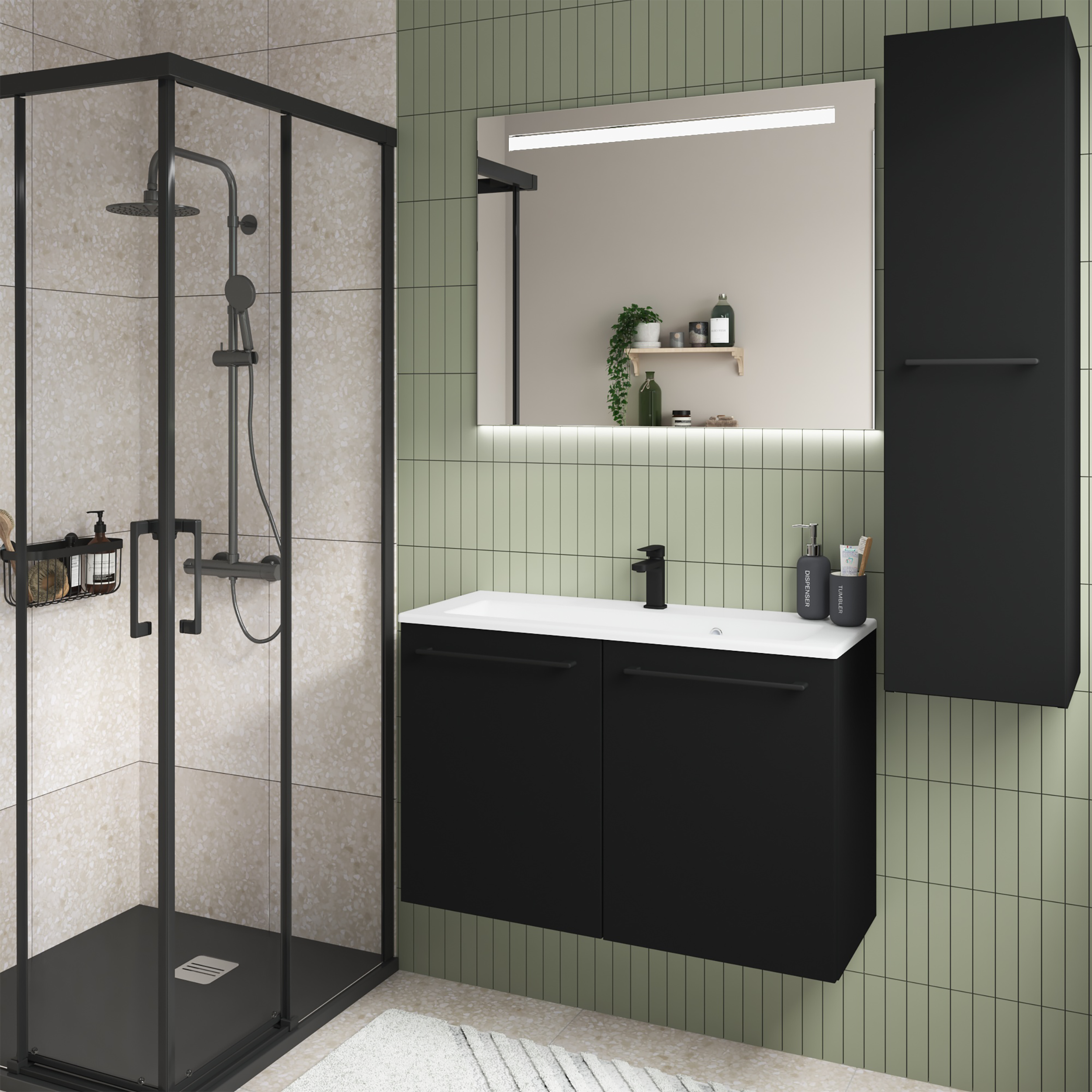 Struttura colonna bagno Remix nero opaco L 30 x H 115 x P 33 cm - 4