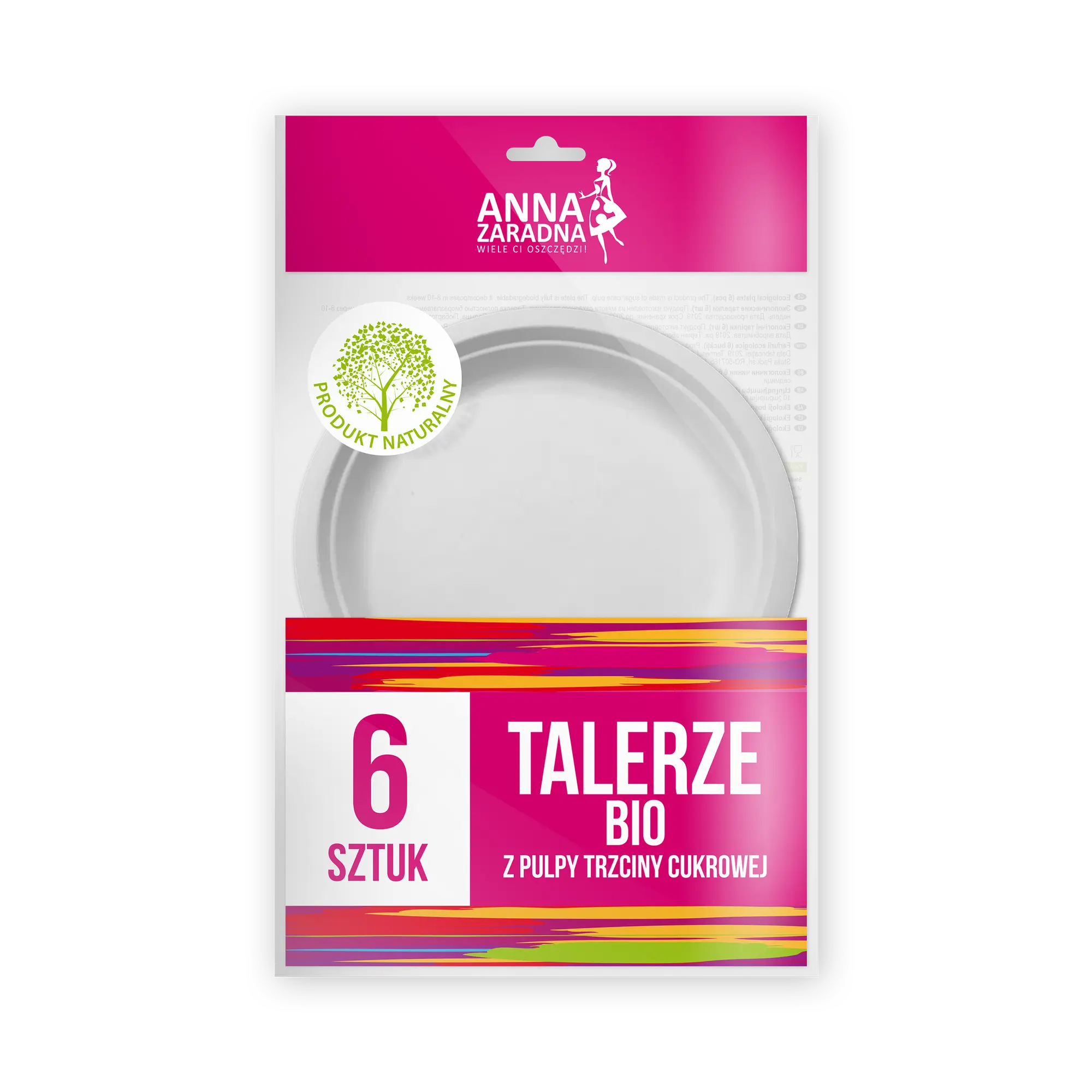 Talerze bio z pulpy trzciny cukrowej 6szt. Anna Zaradna