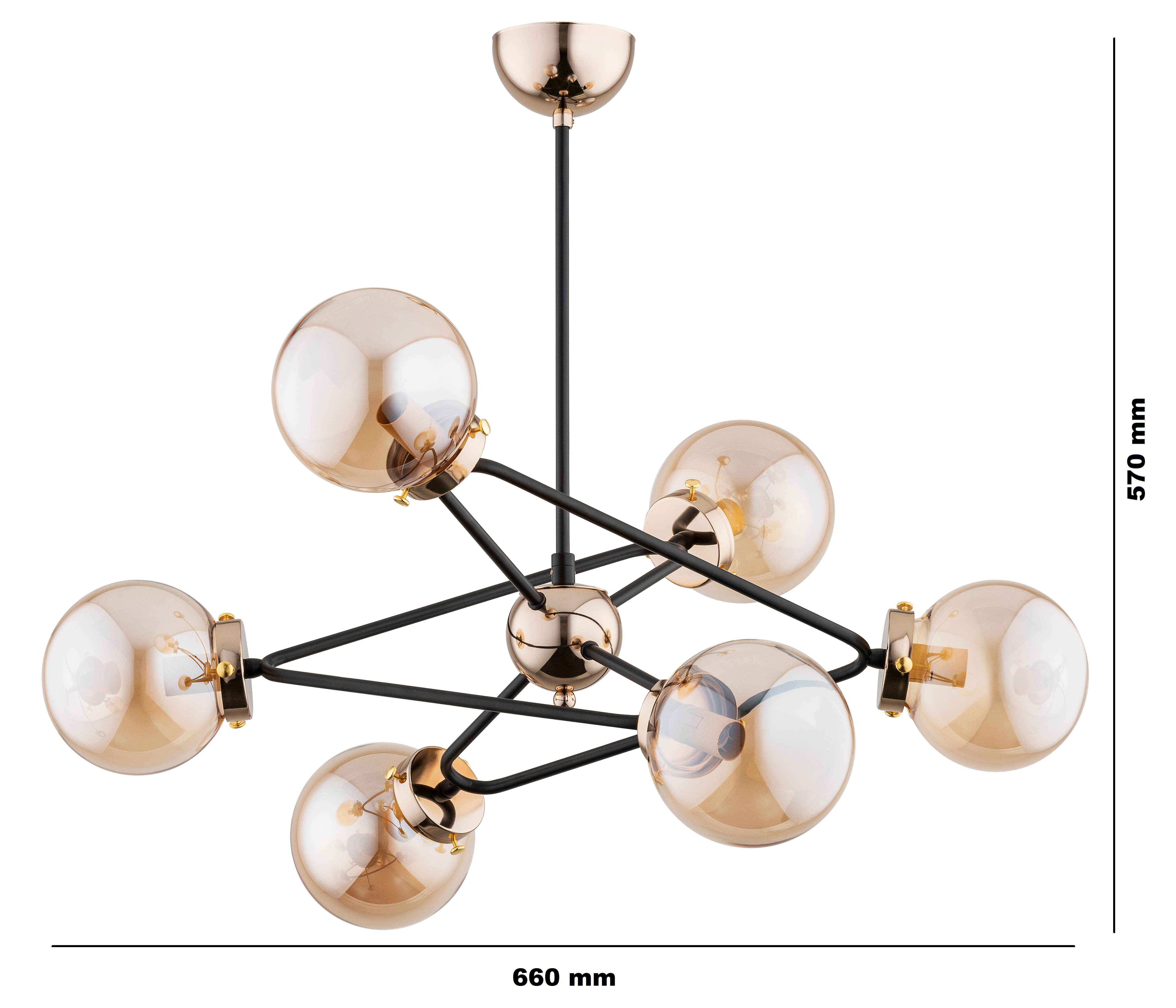Lampa wisząca Resto Gold czarny 6 x E14 Alfa - 3