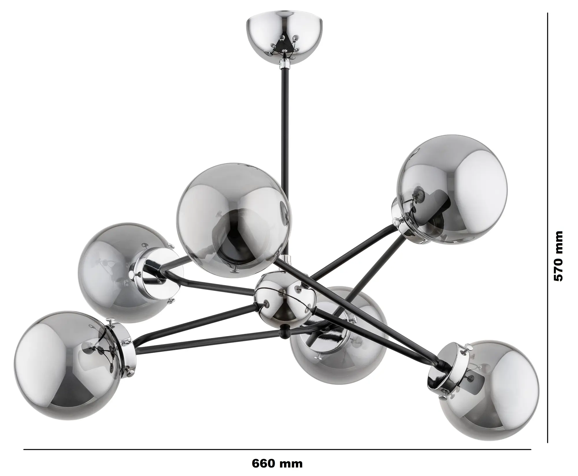 Lampa wisząca Resto Silver czarny 6 x E14 Alfa - 3