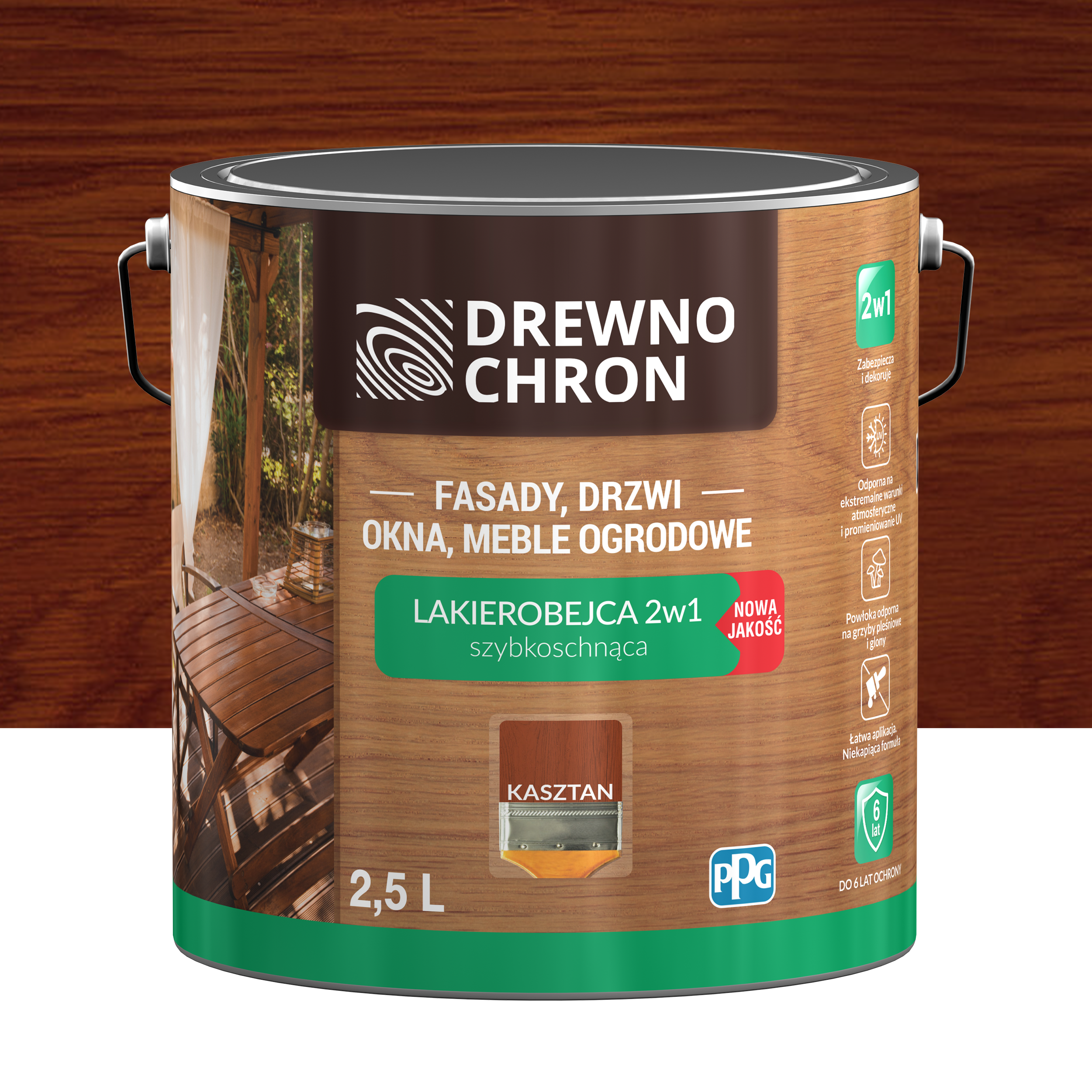 Lakierobejca Ochronno-dekoracyjna 2.5 l Kasztan Drewnochron
