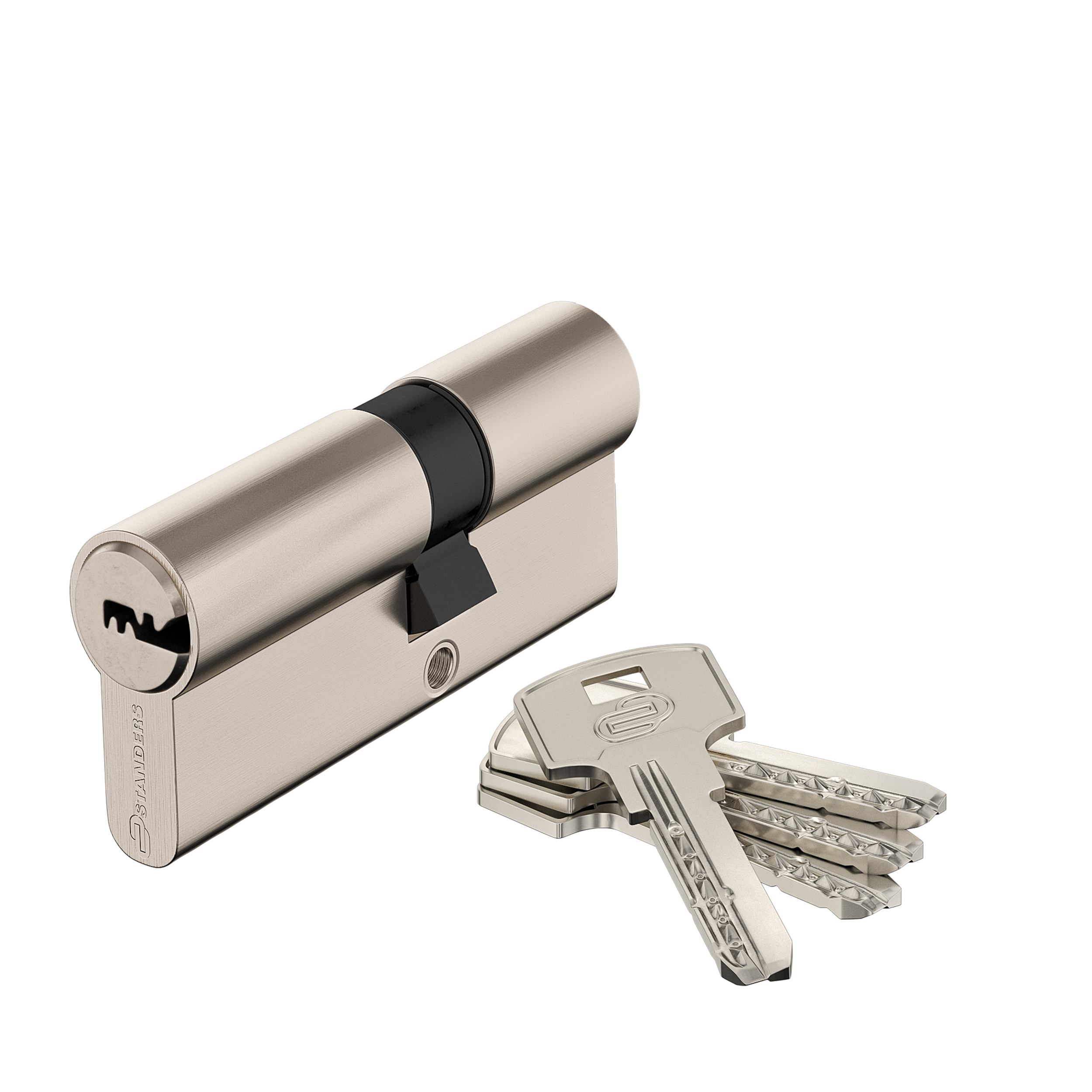 Bombin para cerradura de 30 + 40 mm STANDERS niquelado - 6