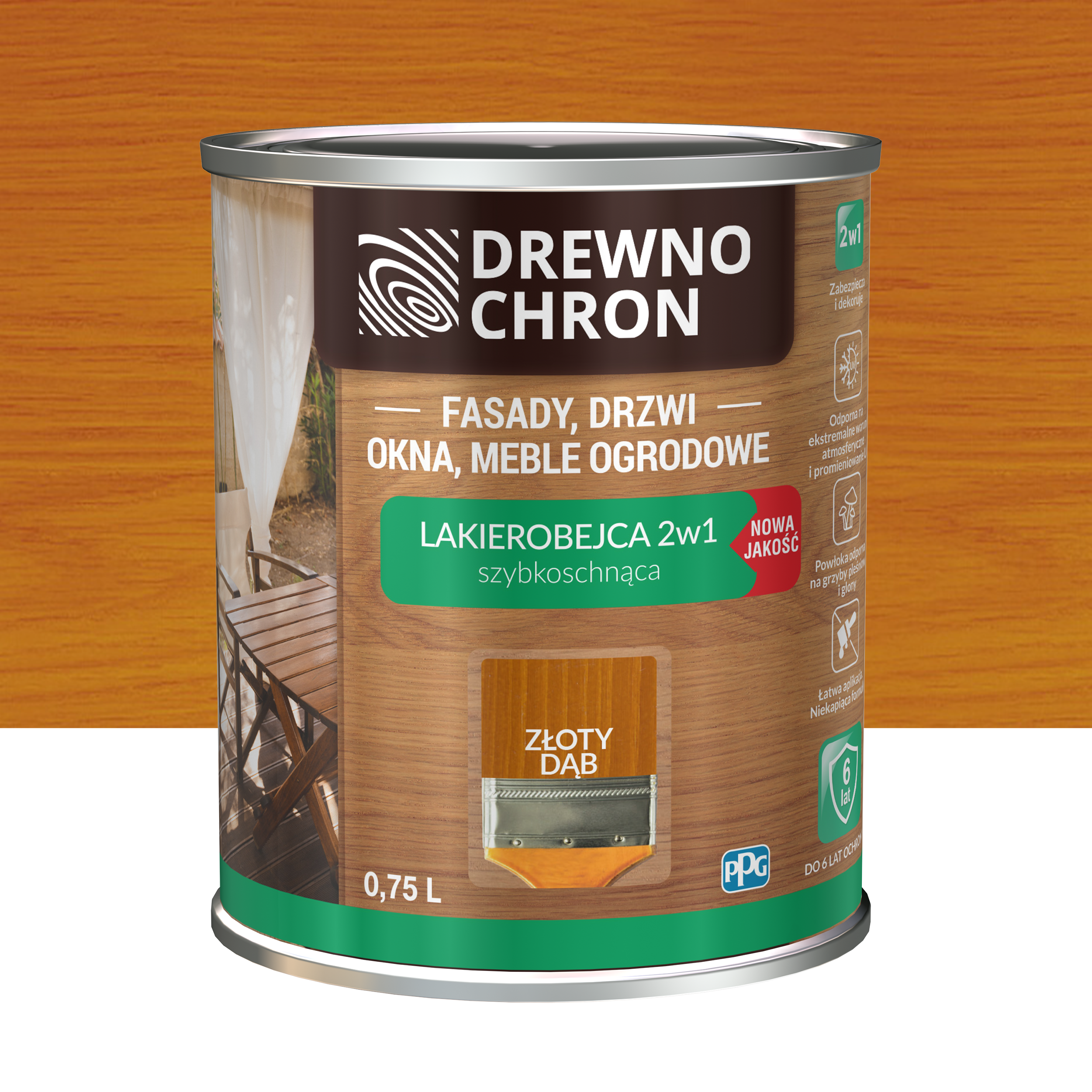 Lakierobejca Ochronno-dekoracyjna 0.75 l Złoty dąb Drewnochron