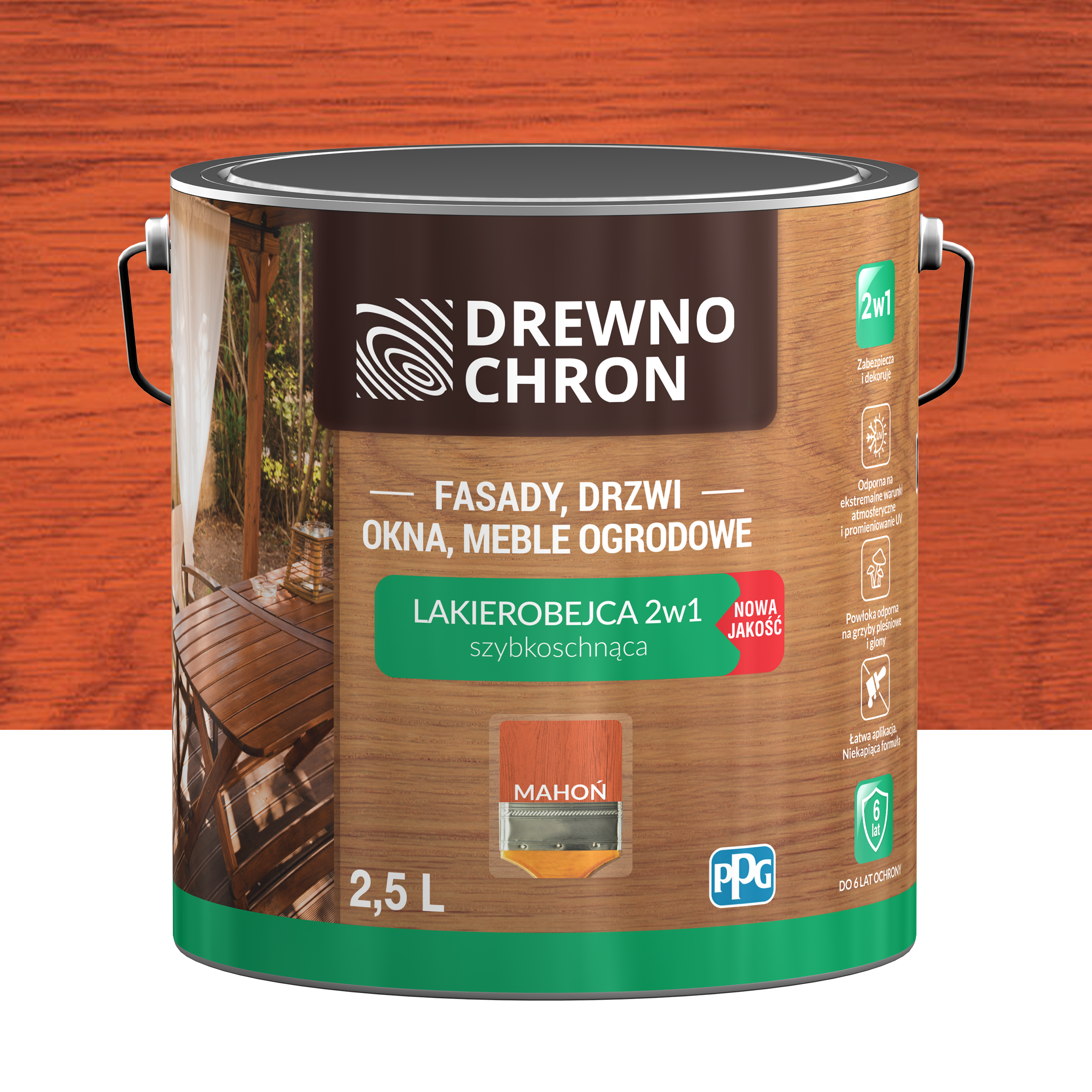 Lakierobejca Ochronno-dekoracyjna 2.5 l Mahoń Drewnochron
