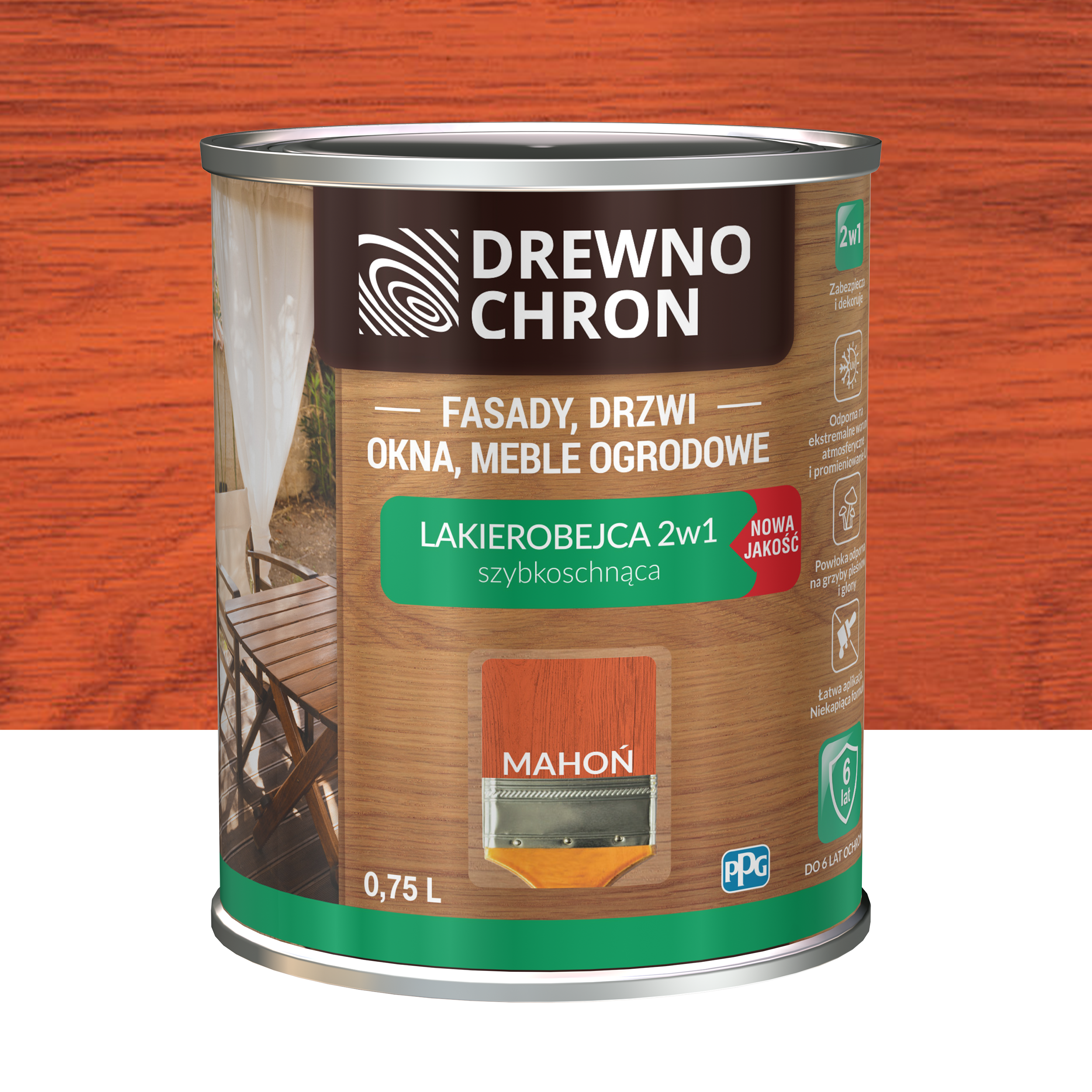 Lakierobejca Ochronno-dekoracyjna 0.75 l Mahoń Drewnochron