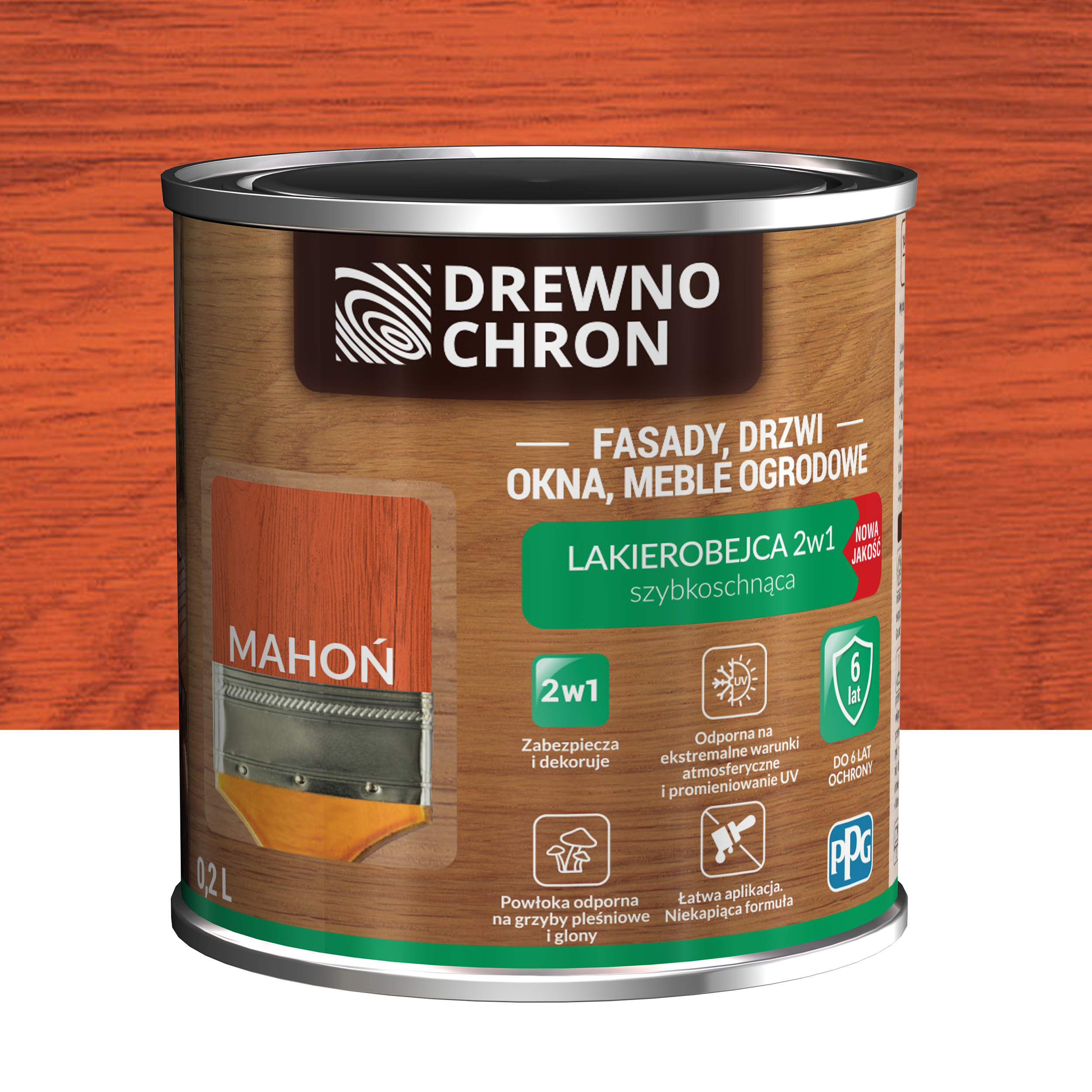 Lakierobejca Ochronno-dekoracyjna 0.2 l Mahoń Drewnochron