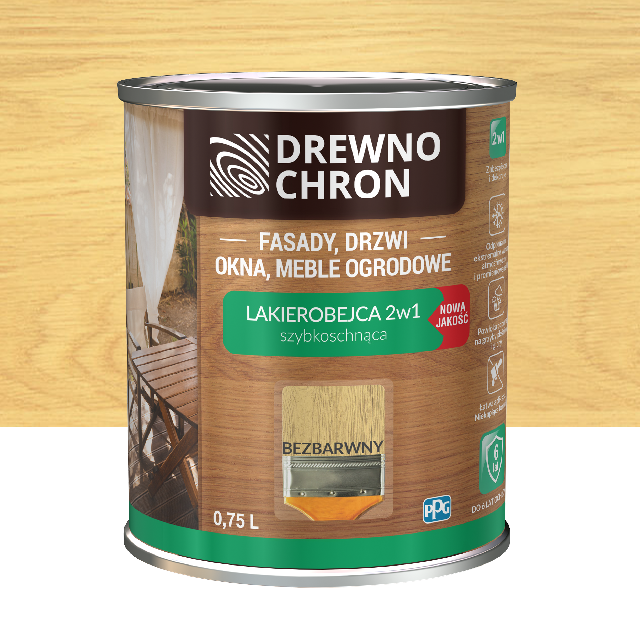Lakierobejca Ochronno-dekoracyjna 0.75 l Bezbarwny Drewnochron