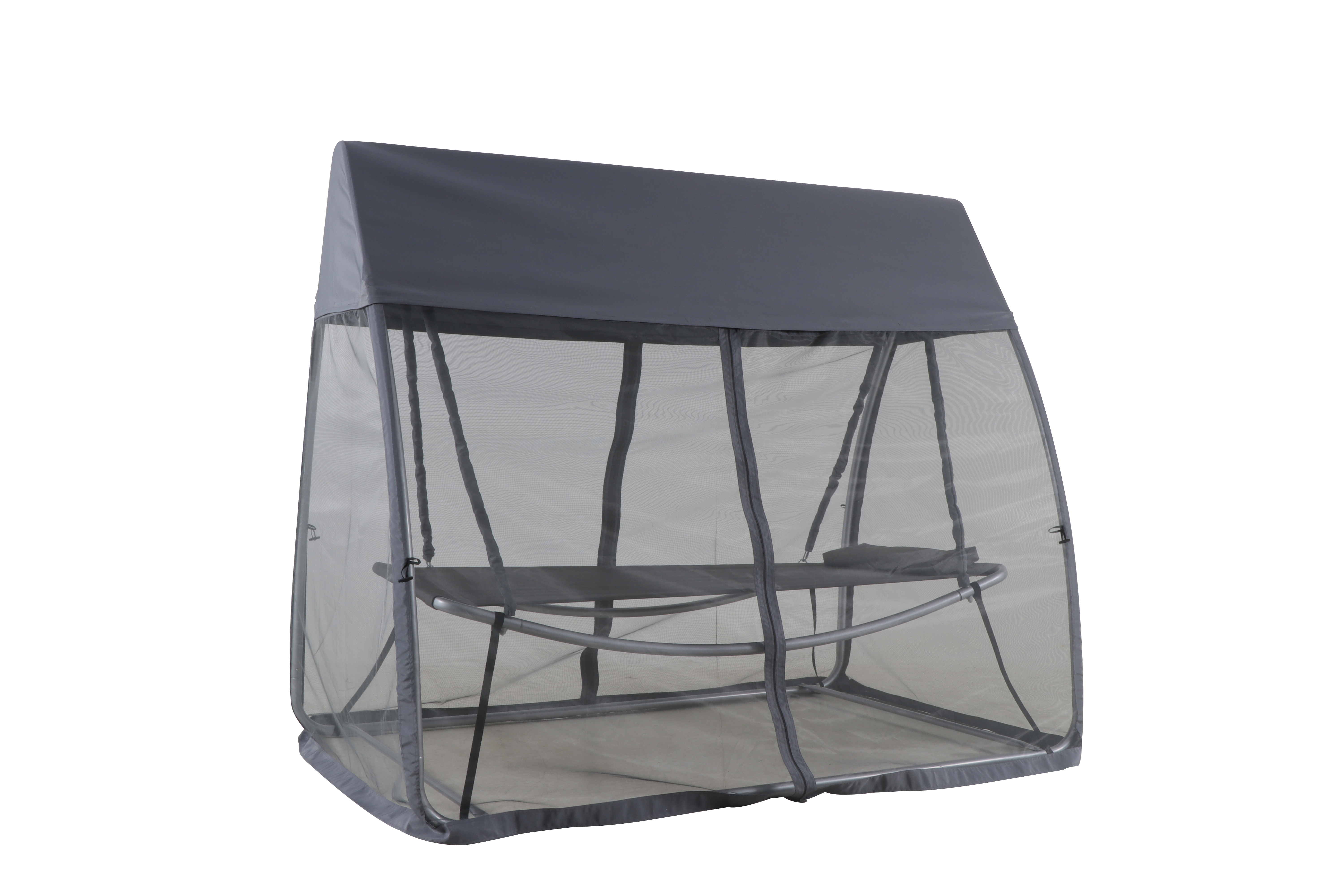 Hamak ogrodowy z moskitierą 236x137x204 cm szary