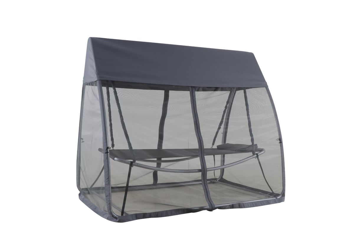 Hamak ogrodowy z moskitierą 236x137x204 cm szary