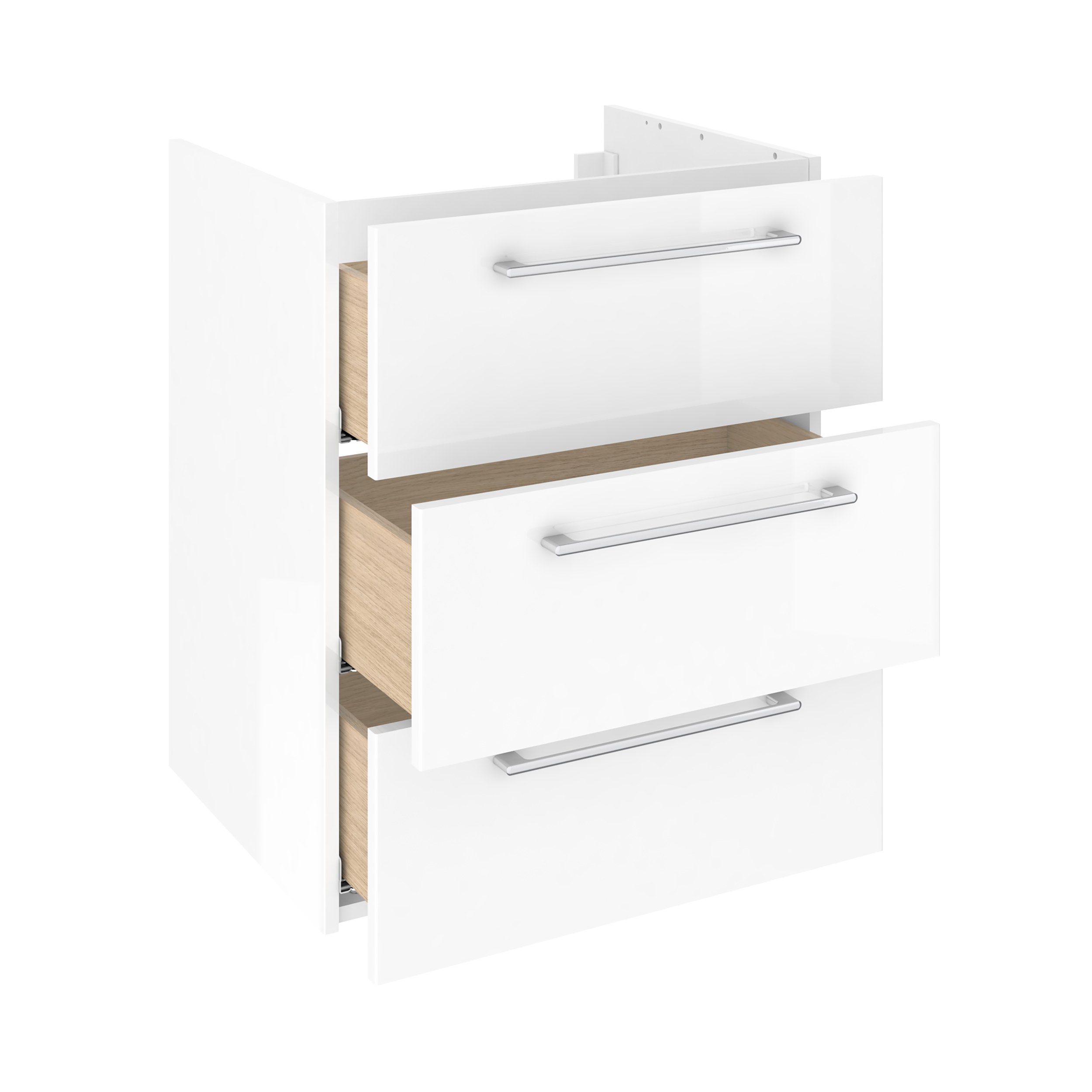 Mobile da bagno sospeso sotto lavabo L 60 x H 73 x P 48 cm bianco laminato lucido, 3 cassetti SENSEA Remix - 4