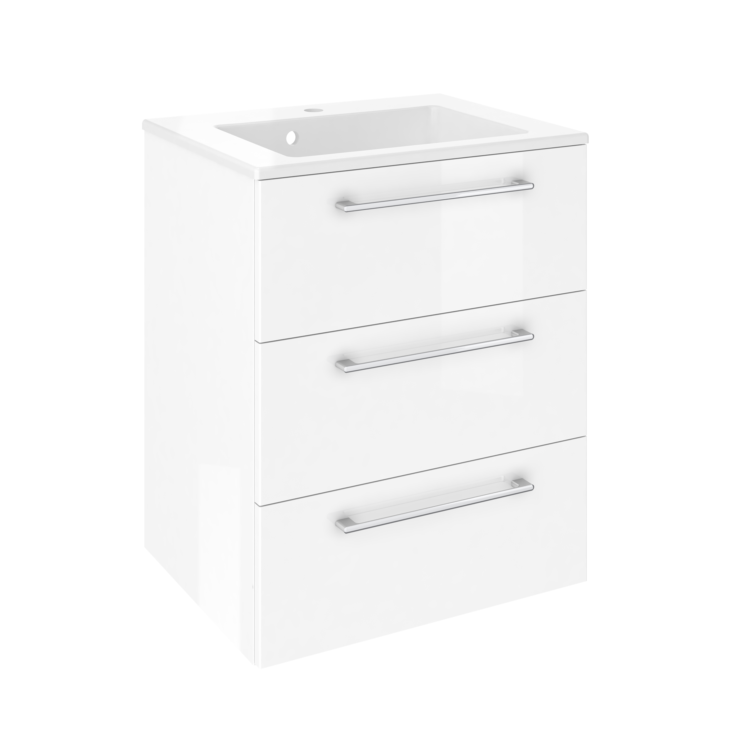 Mobile da bagno sospeso sotto lavabo L 60 x H 73 x P 48 cm bianco laminato lucido, 3 cassetti SENSEA Remix - 3