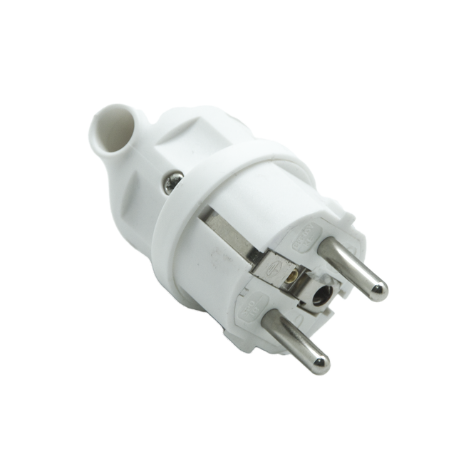 Ficha macho saída lateral anel extração 2p+t 16a branco