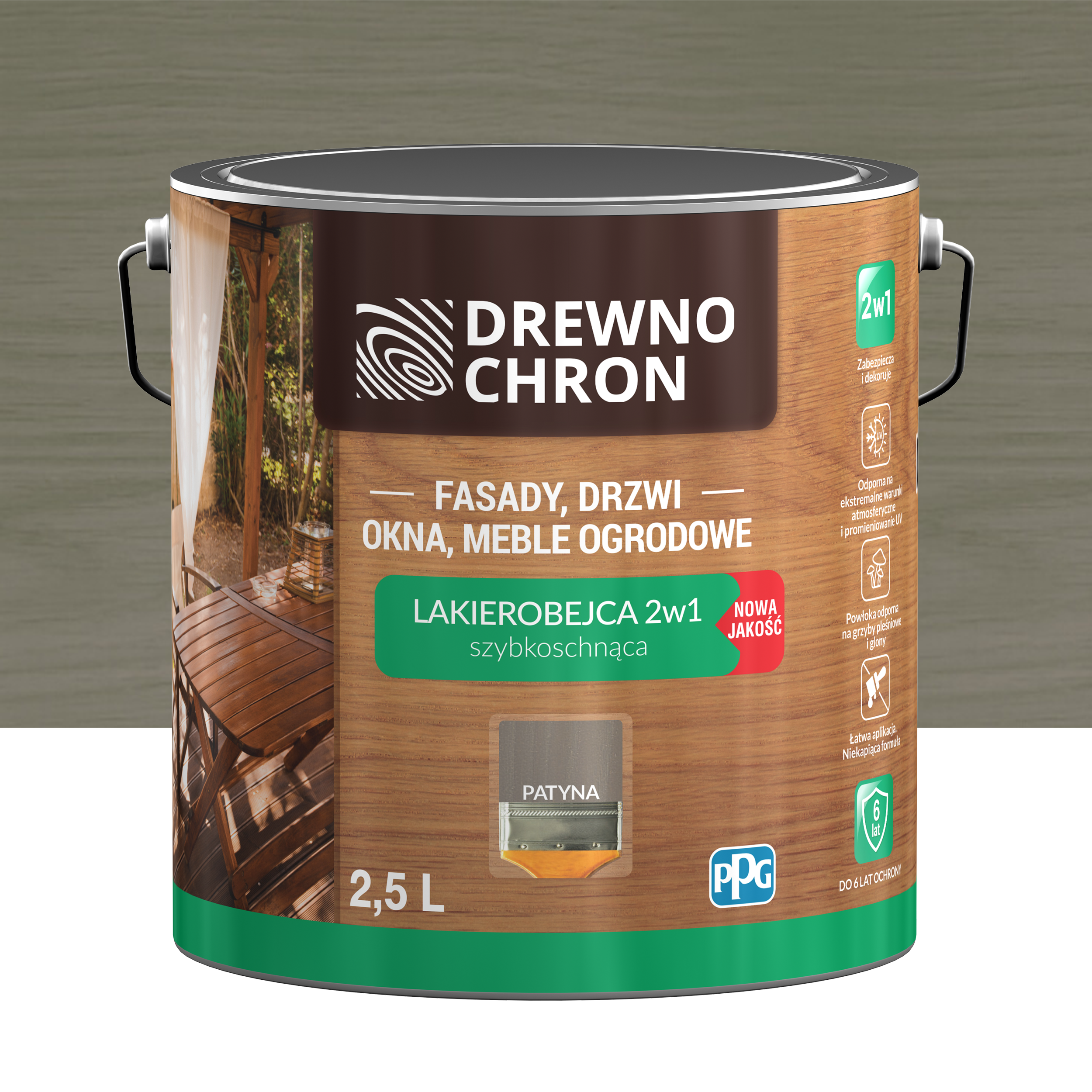 Lakierobejca Ochronno-dekoracyjna 2.5 l Szary Drewnochron
