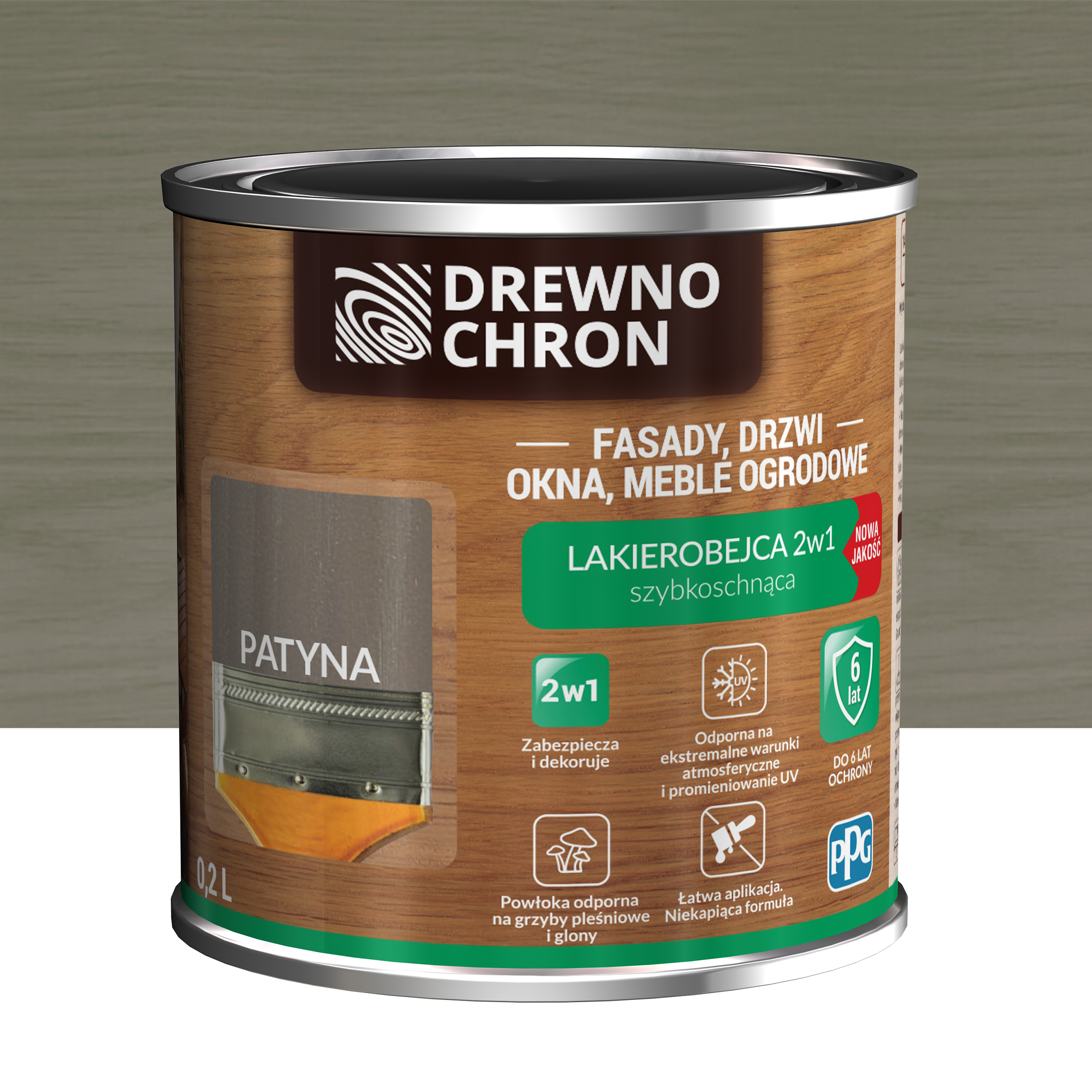 Lakierobejca Ochronno-dekoracyjna 0.2 l Szary Drewnochron
