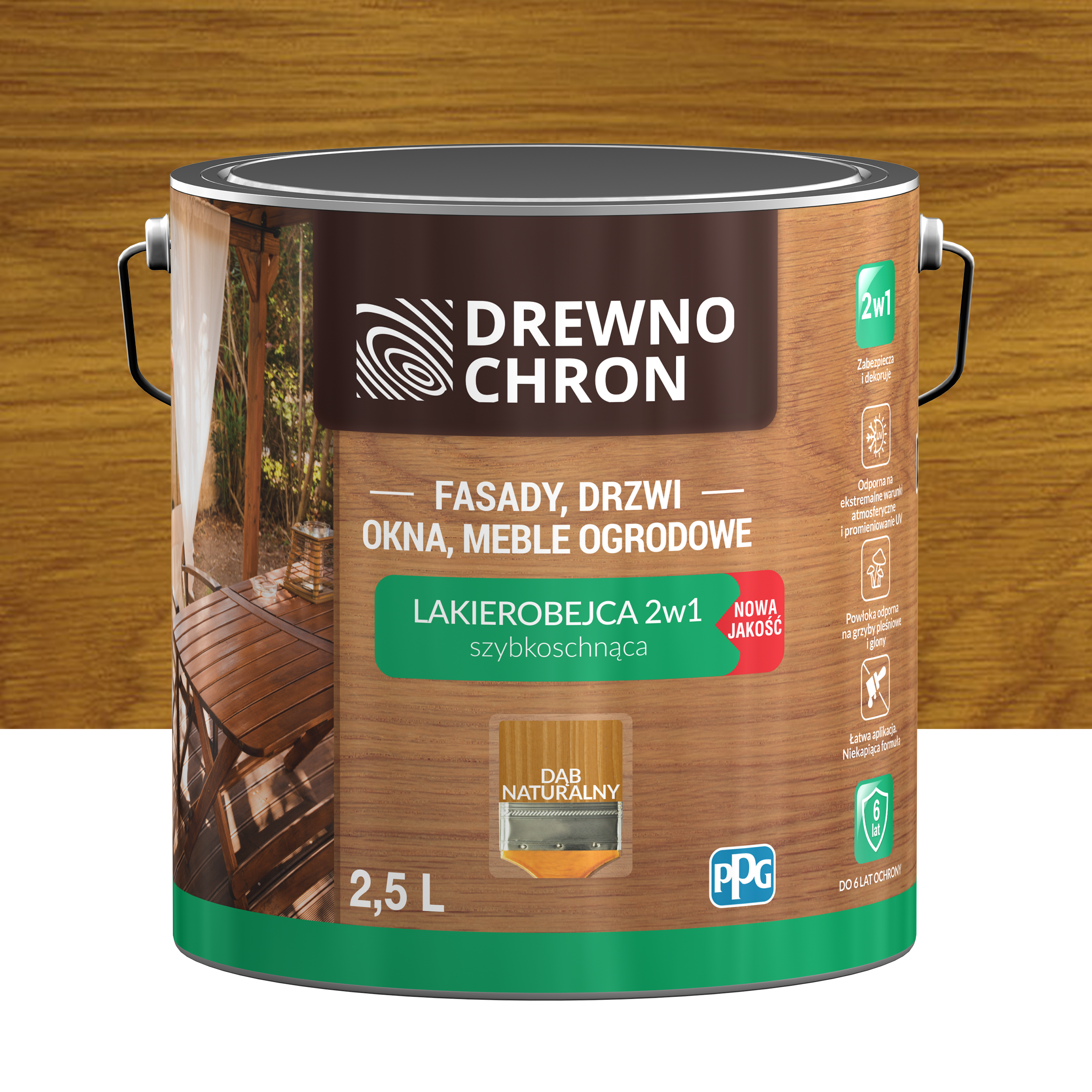 Lakierobejca Ochronno-dekoracyjna 2.5 l Jasny dąb Drewnochron