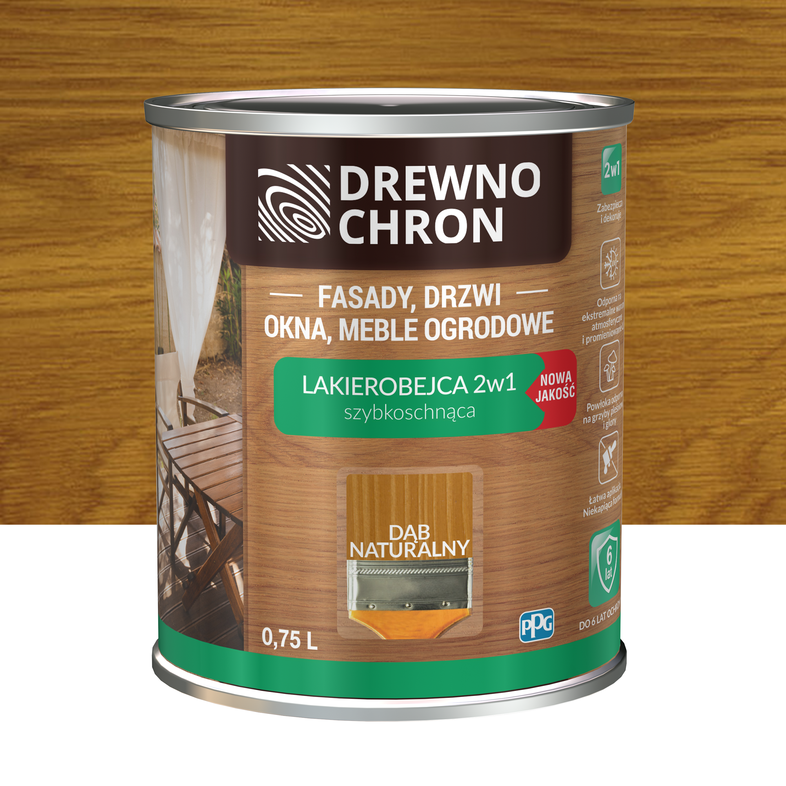 Lakierobejca Ochronno-dekoracyjna 0.75 l Jasny dąb Drewnochron