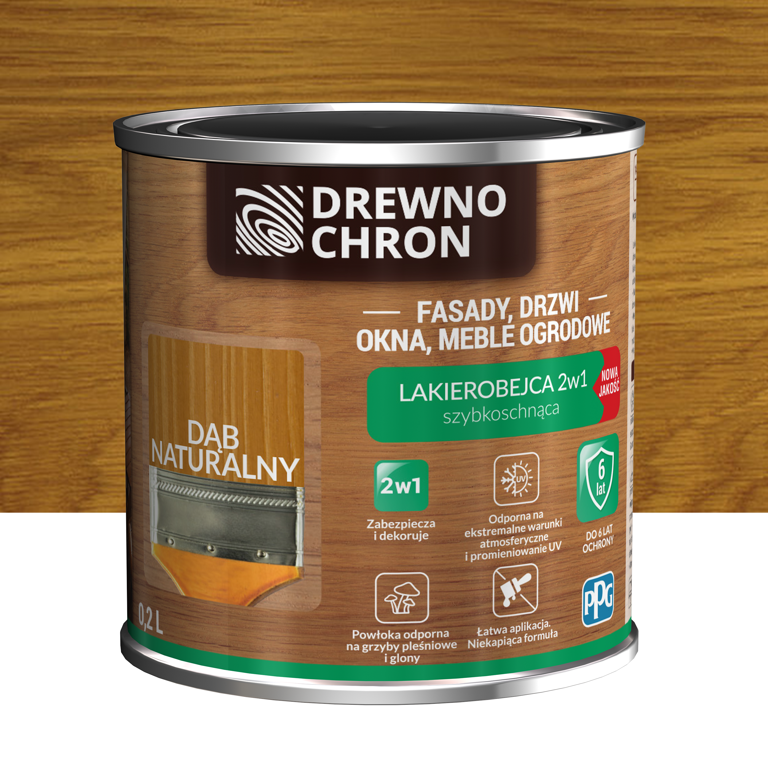 Lakierobejca Ochronno-dekoracyjna 0.2 l Jasny dąb Drewnochron