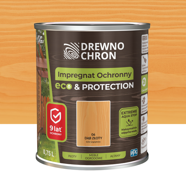 Impregnat do drewna Drewnochron Eco&Protection 0.75 l Złoty dąb