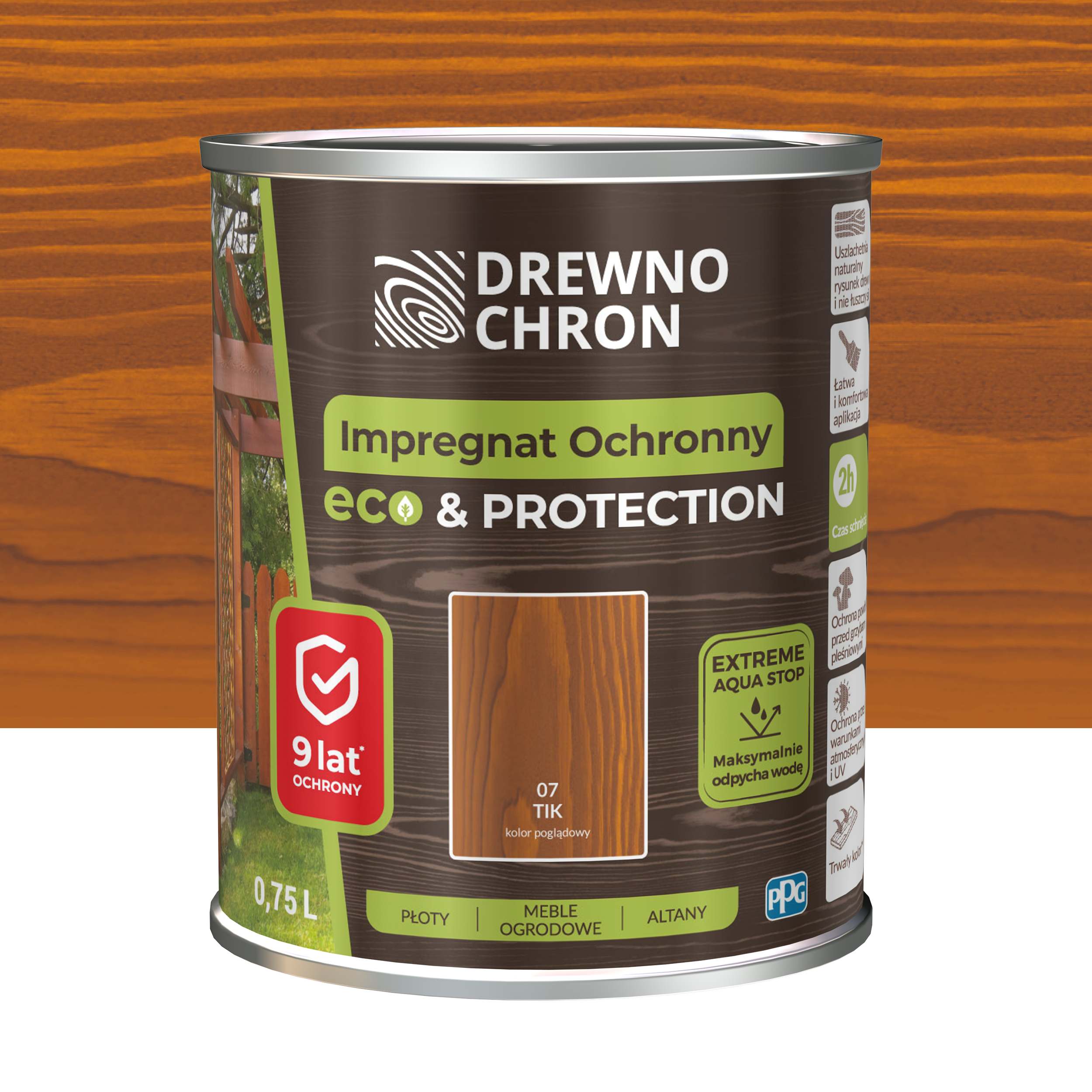 Impregnat do drewna Drewnochron Eco&amp;Protection 0.75 l Teak
