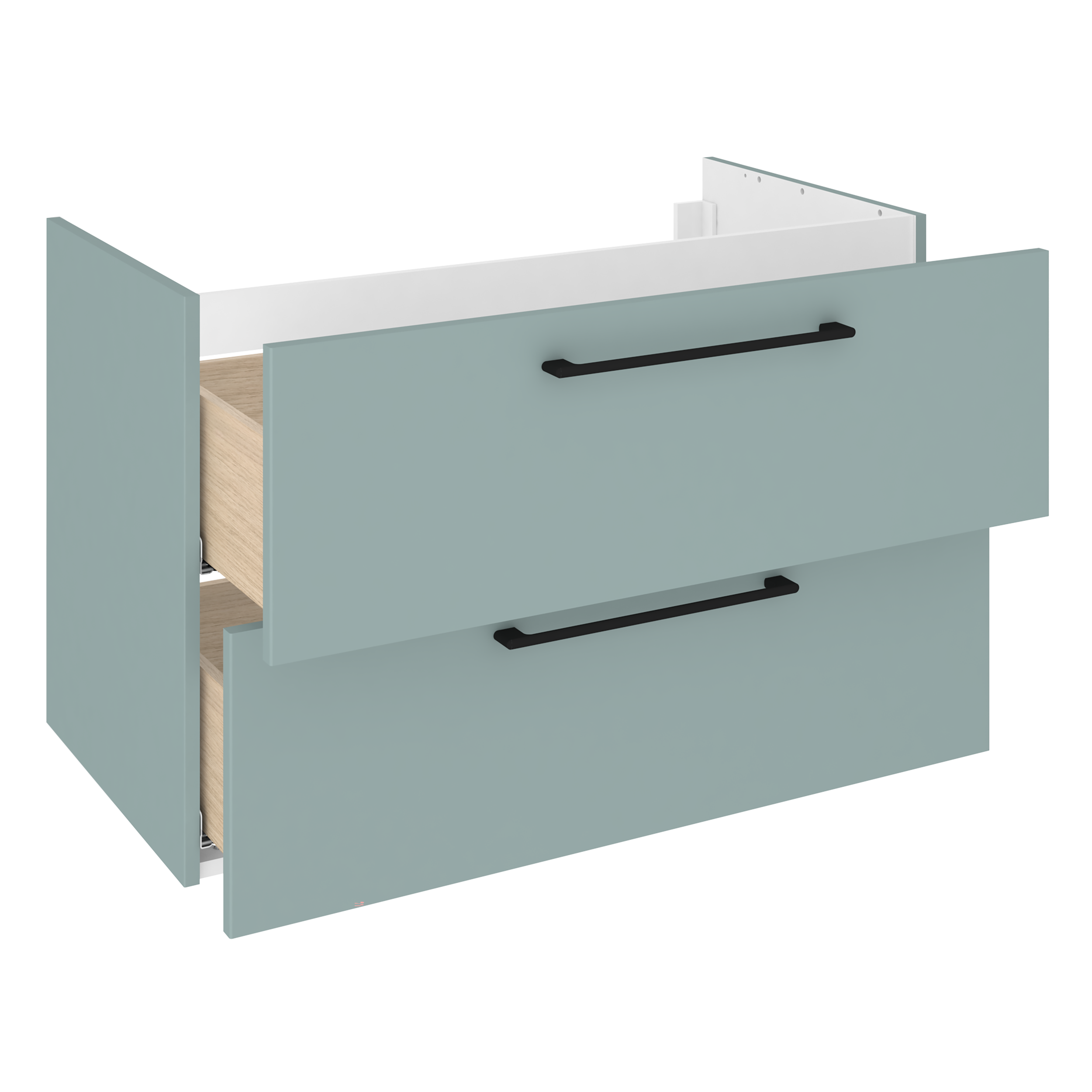 Mobile da bagno sospeso sotto lavabo L 90 x H 58 x P 46 cm verde laminato opaco, 2 cassetti SENSEA Remix - 7