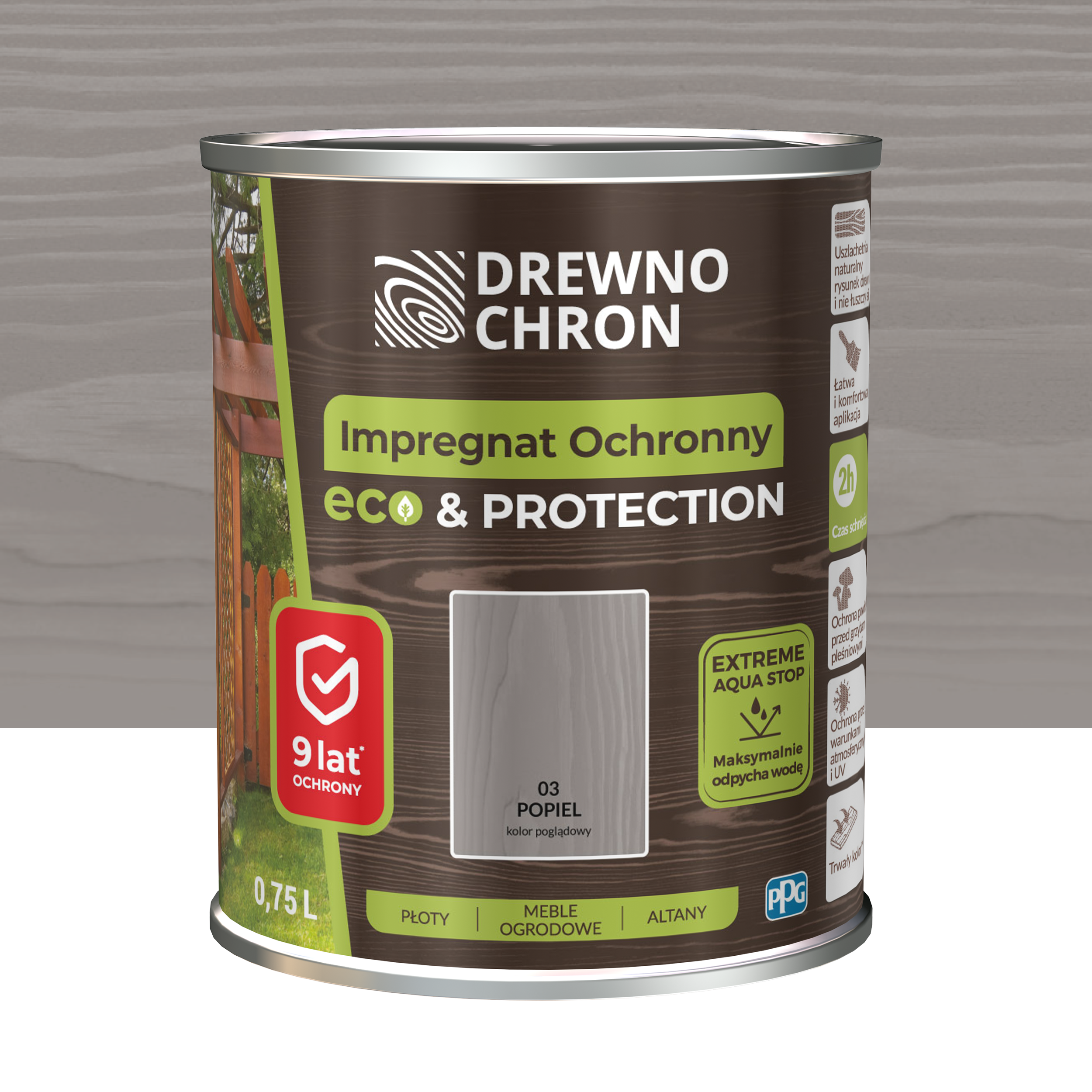 Impregnat do drewna 0.75 l Szary Drewnochron