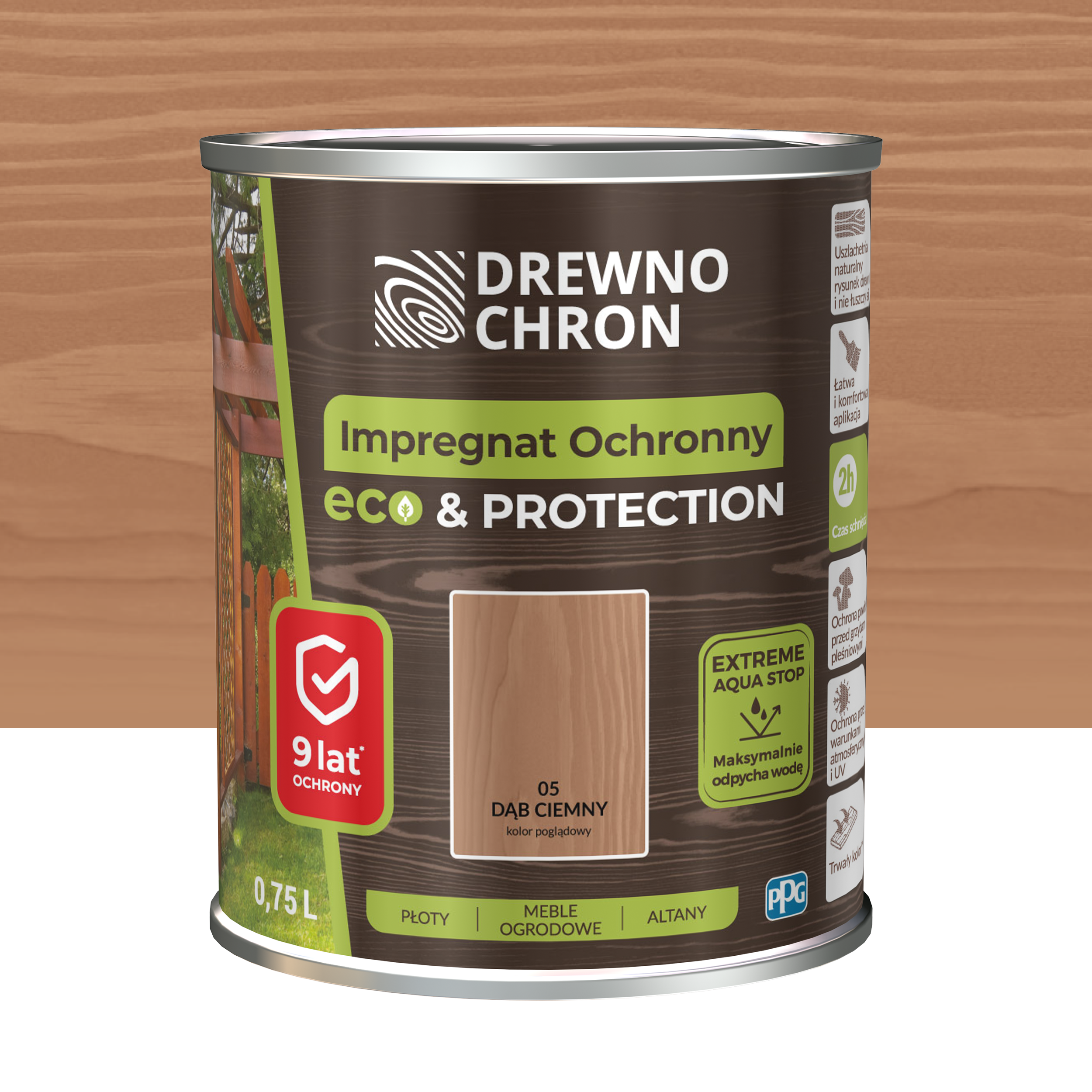 Impregnat do drewna Drewnochron Eco&amp;Protection 0.75 l Ciemny dąb