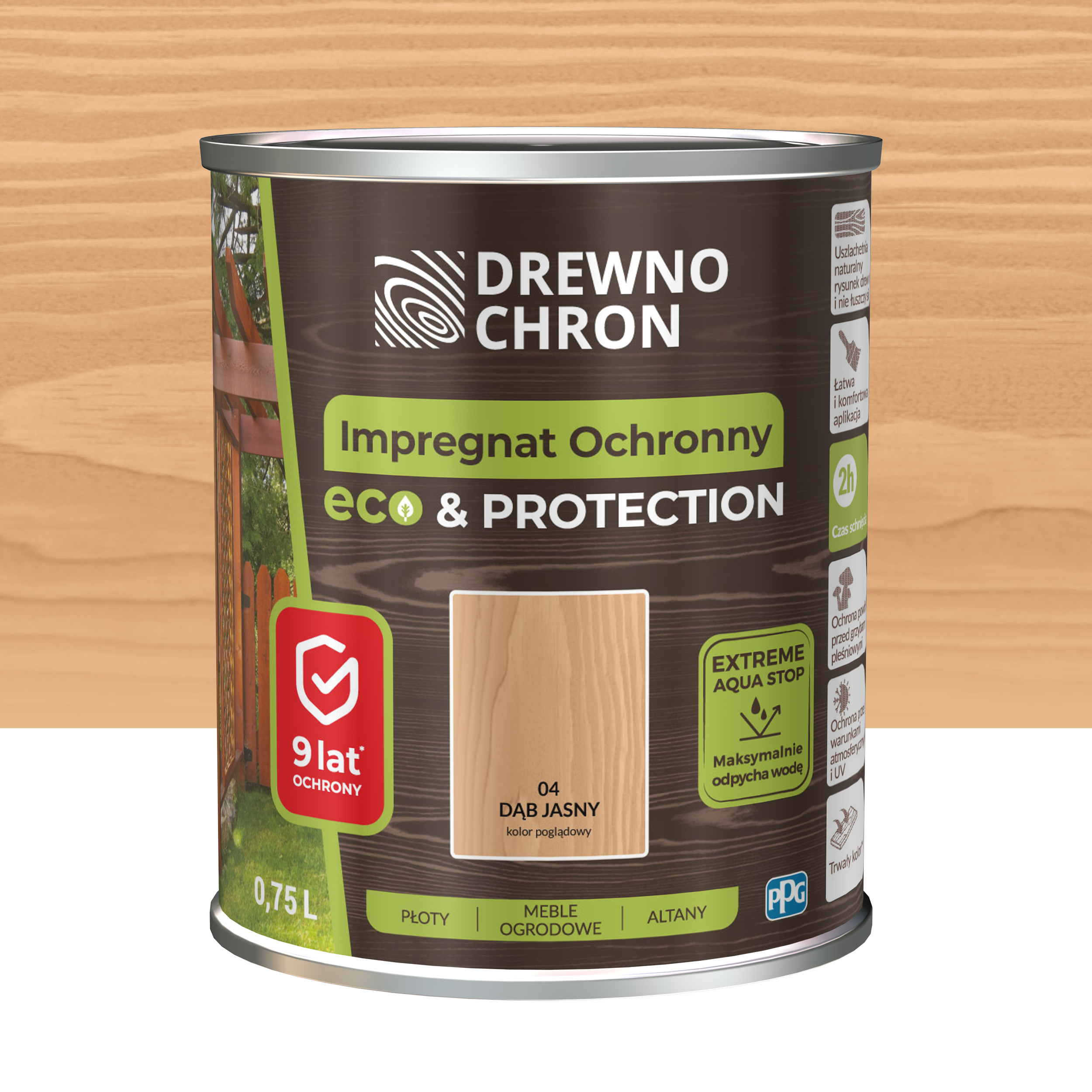 Impregnat do drewna Drewnochron Eco&amp;Protection 0.75 l Dąb