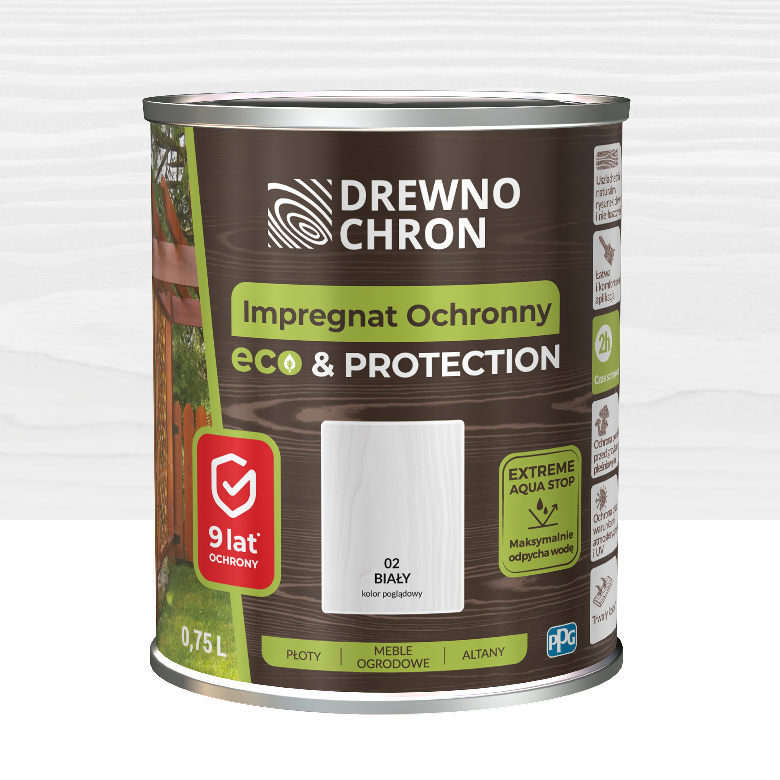 Impregnat do drewna Drewnochron Eco&amp;Protection 0.75 l Biały