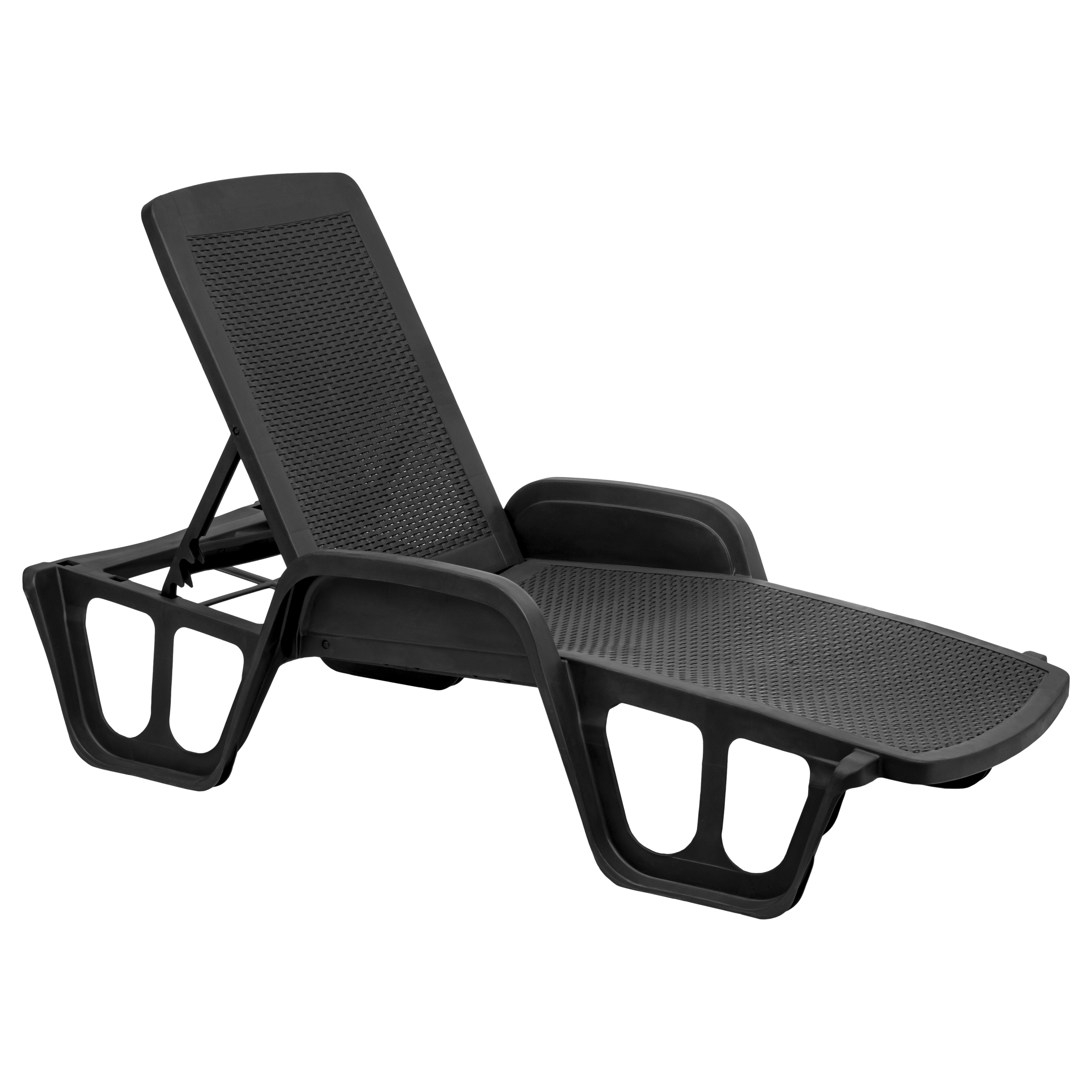 Lettino senza cuscino Pool in polipropilene grigio e seduta grigio - 3