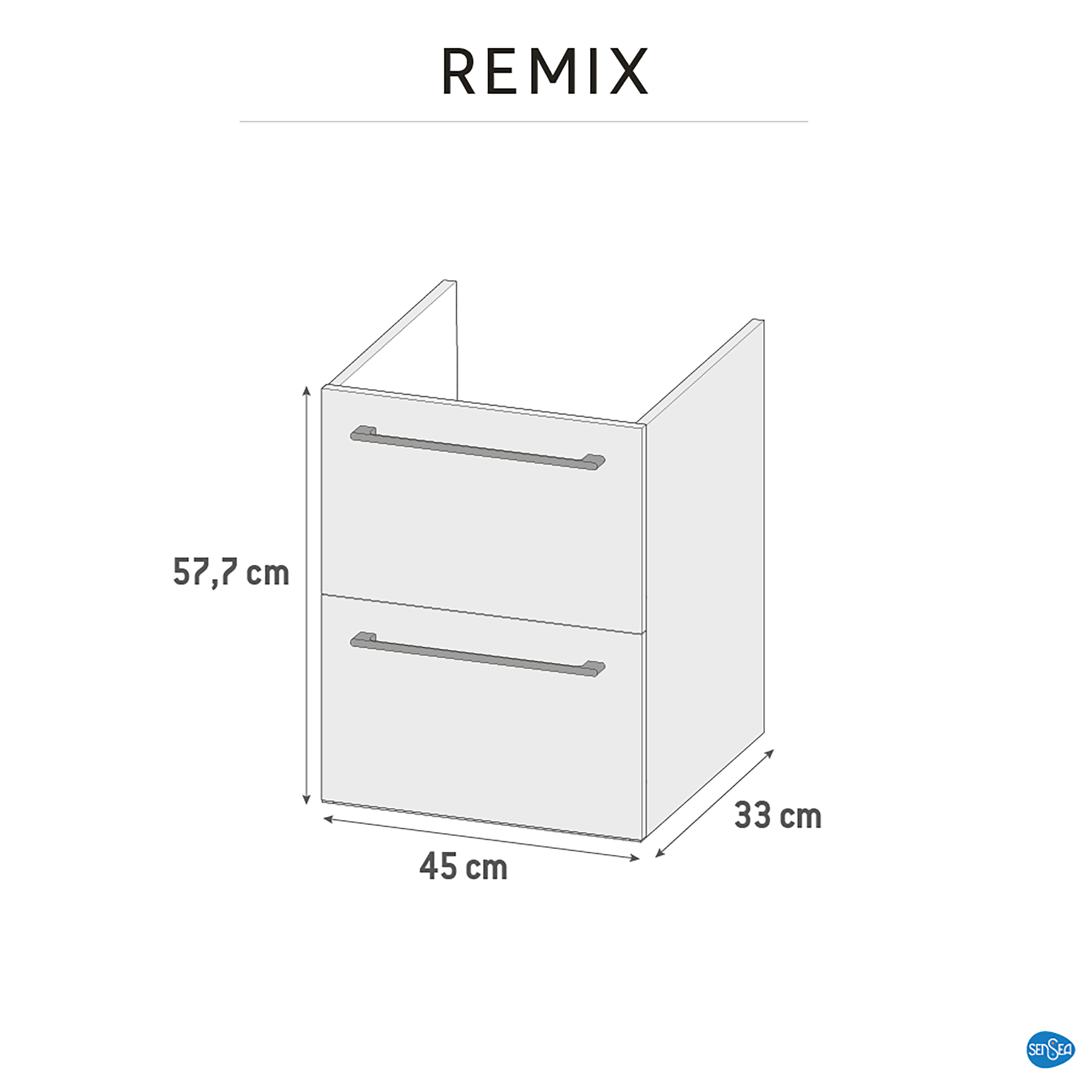 Szafka pod umywalkę Remix Biała 45 Sensea - 6