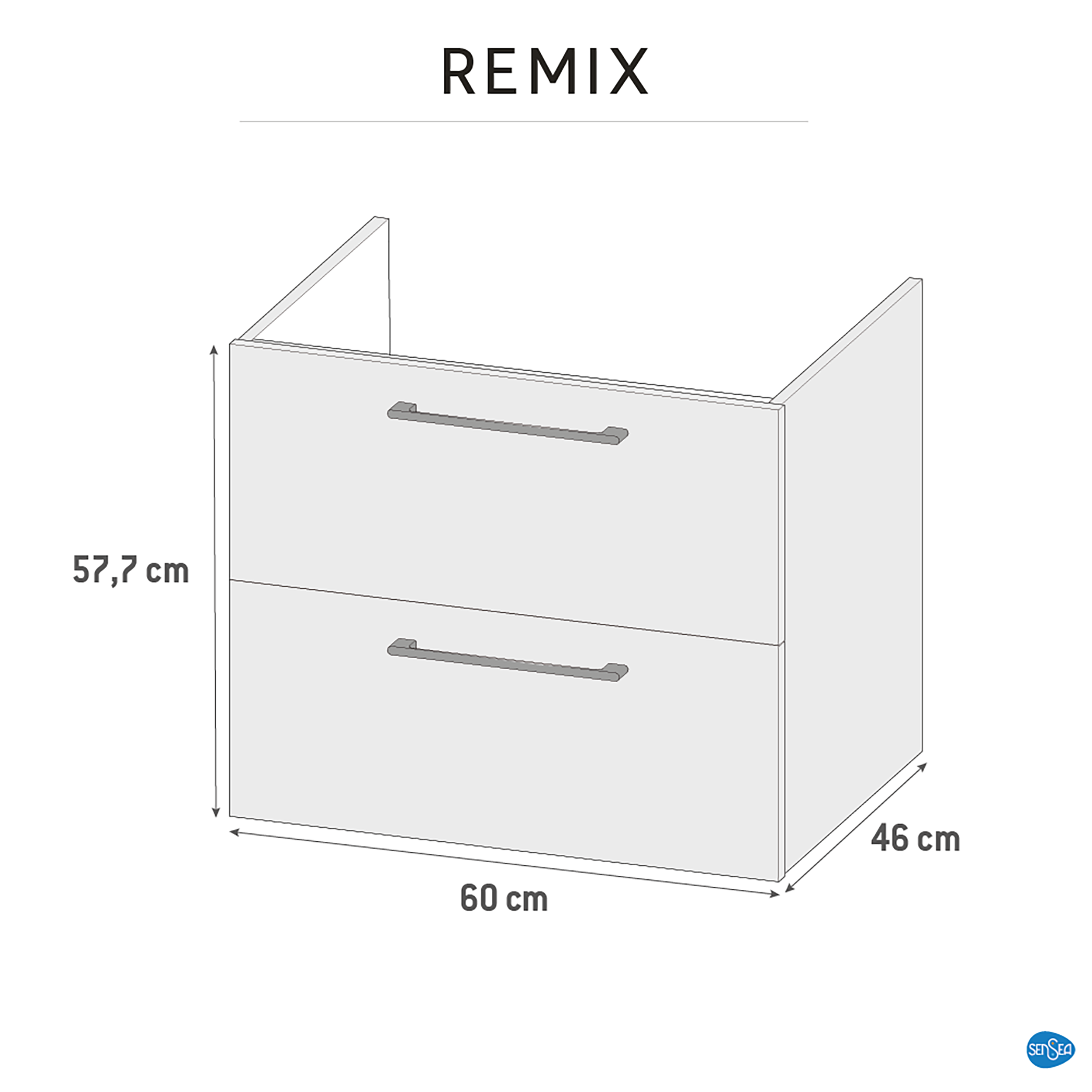 Szafka pod umywalkę Remix Biała 60 Sensea - 22