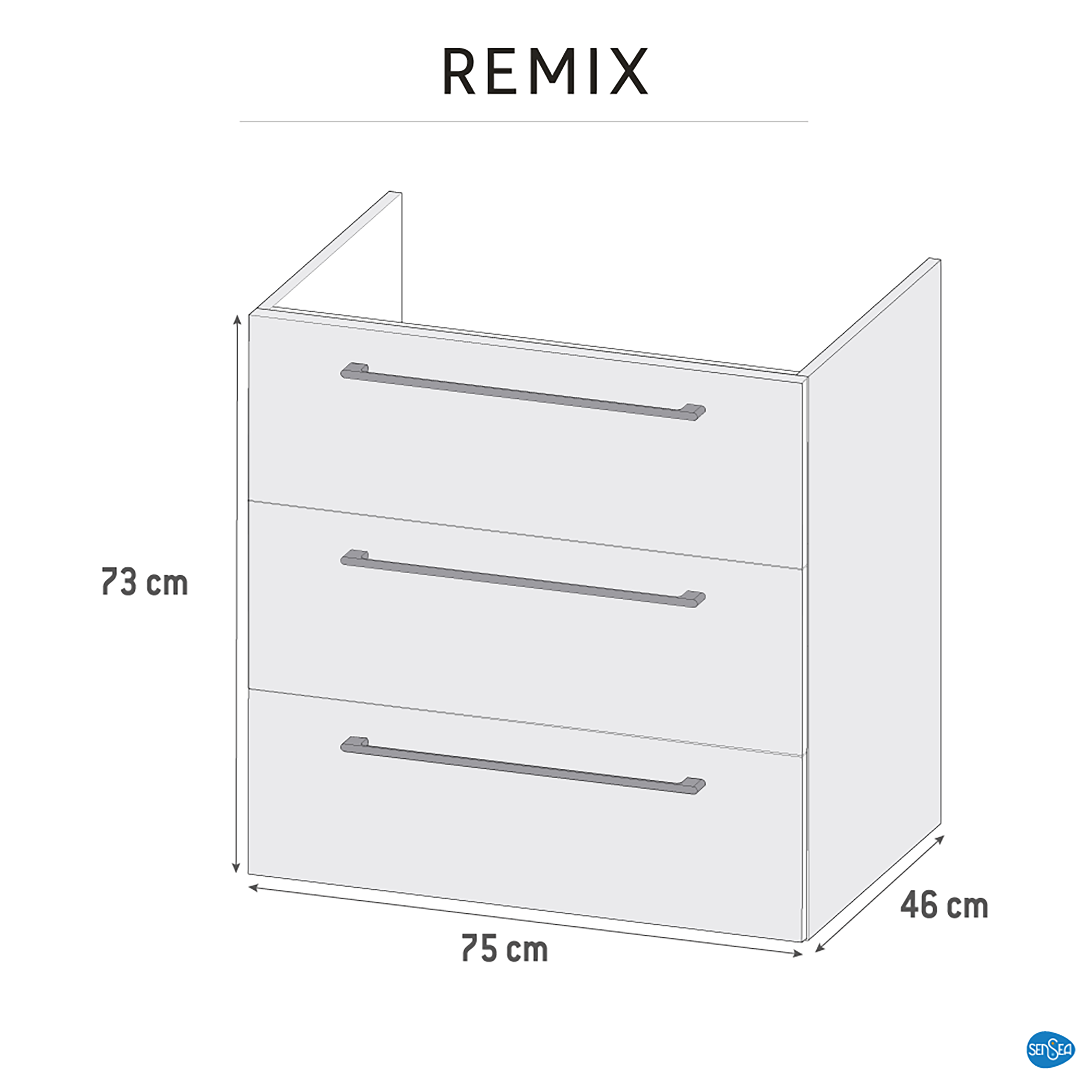 Szafka pod umywalkę Remix Biała 75 Sensea - 9