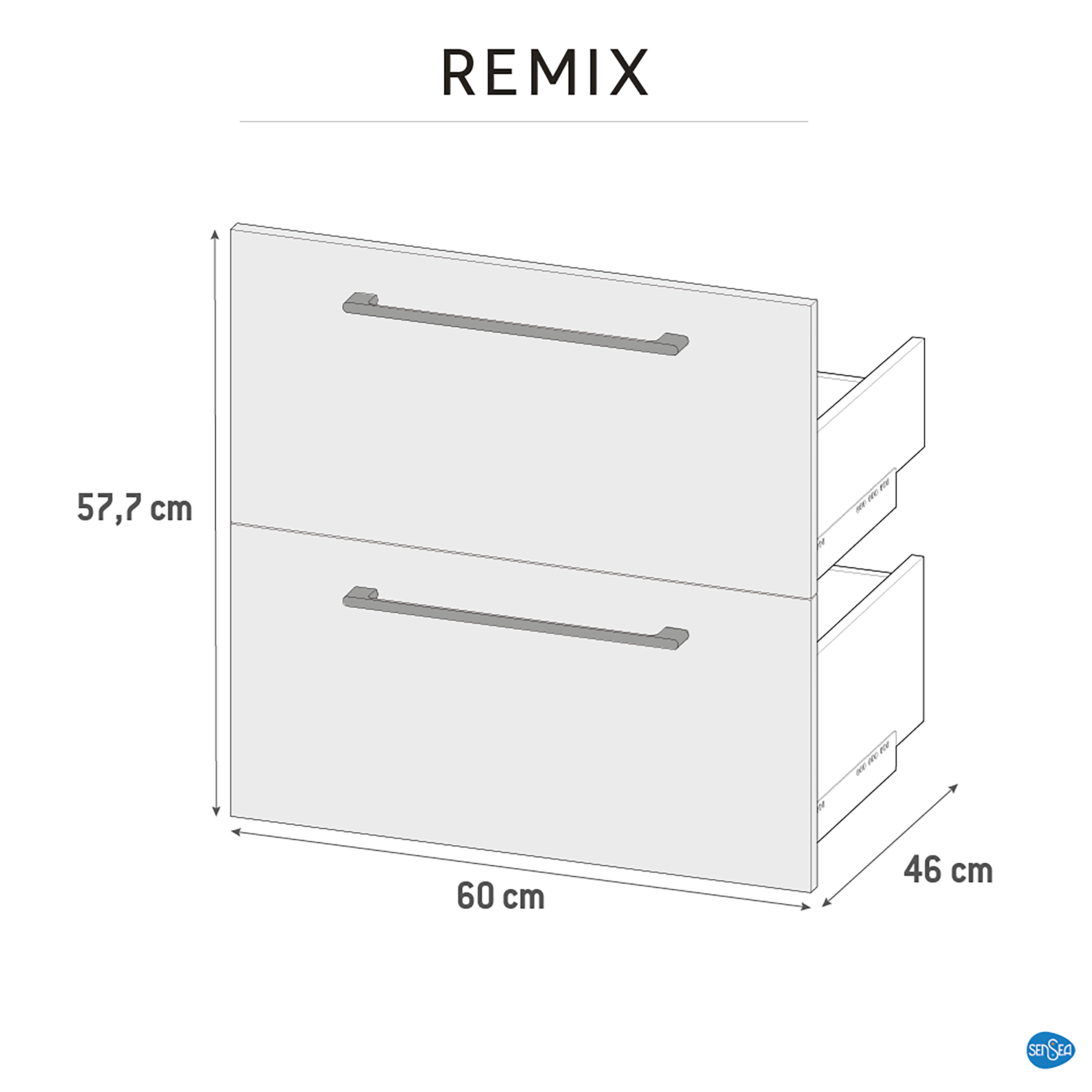 2 cajones blanco de 60x28.5x46cm