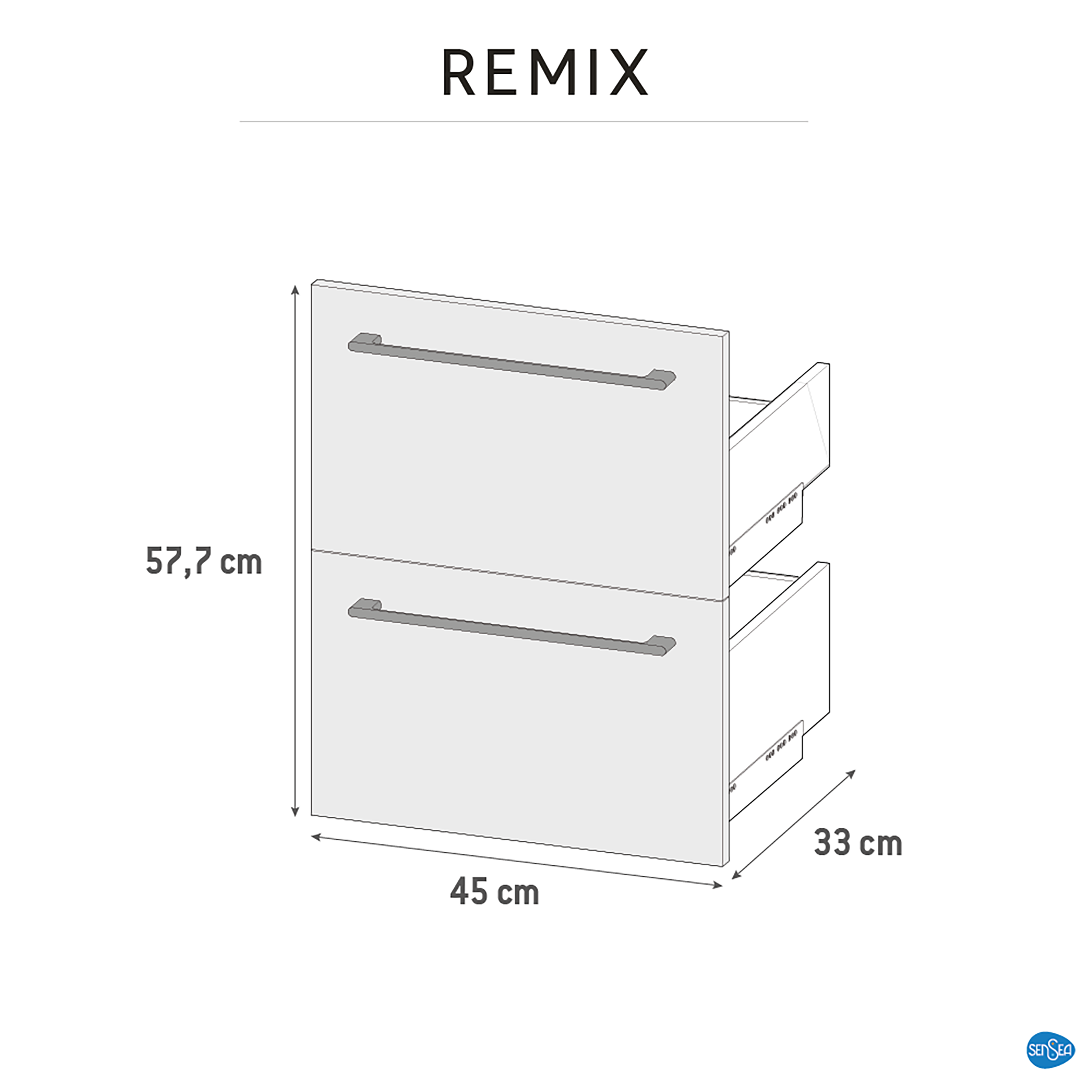 Szuflada do mebli łazienkowych (modułowych) Remix Jasny Dąb 45 x 33 Sensea - 2