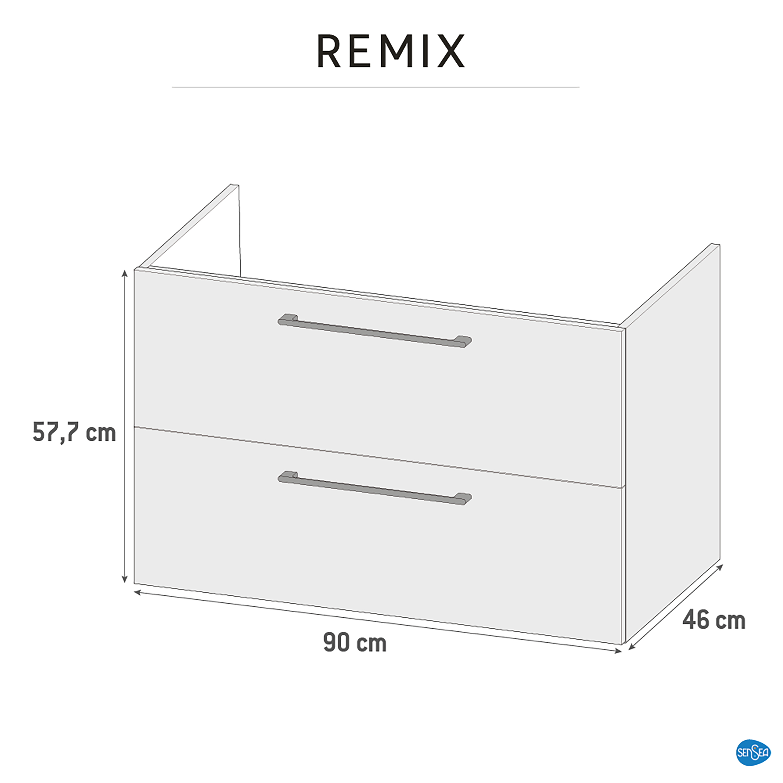 Szafka pod umywalkę Remix Black Mat 90 Sensea - 10