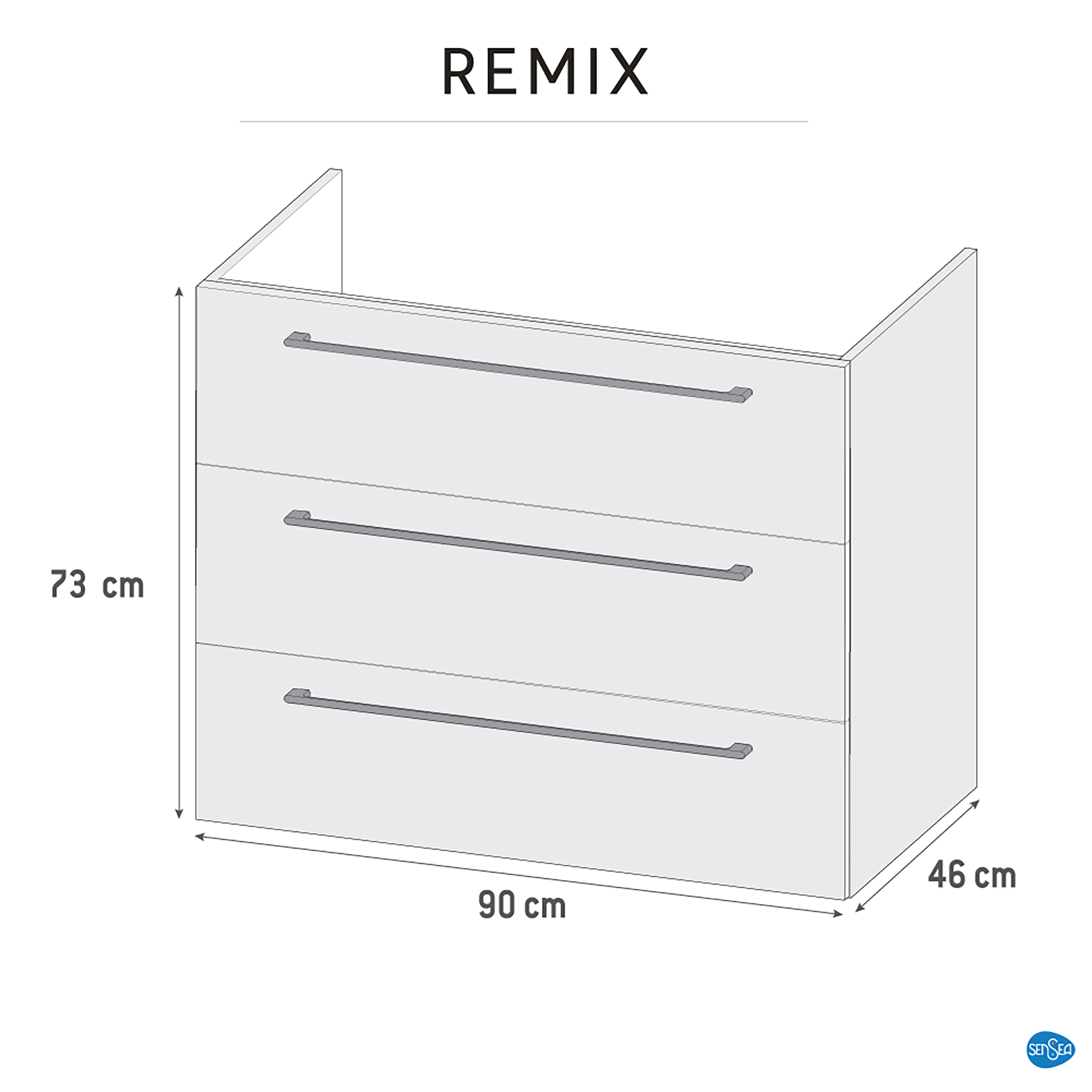 Szafka pod umywalkę Remix Black Mat 90 Sensea - 11