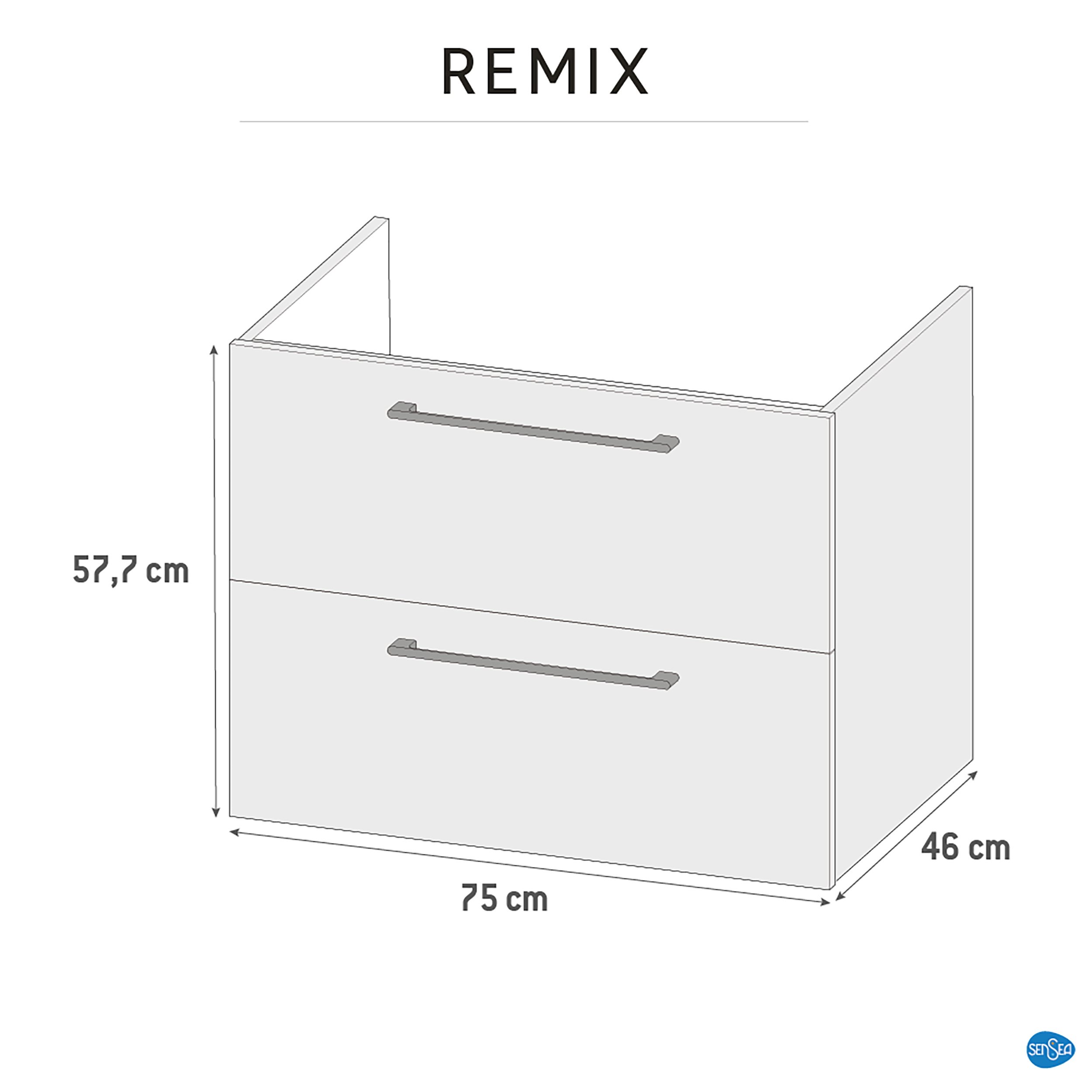 Szafka pod umywalkę Remix Celadon 75 Sensea - 15