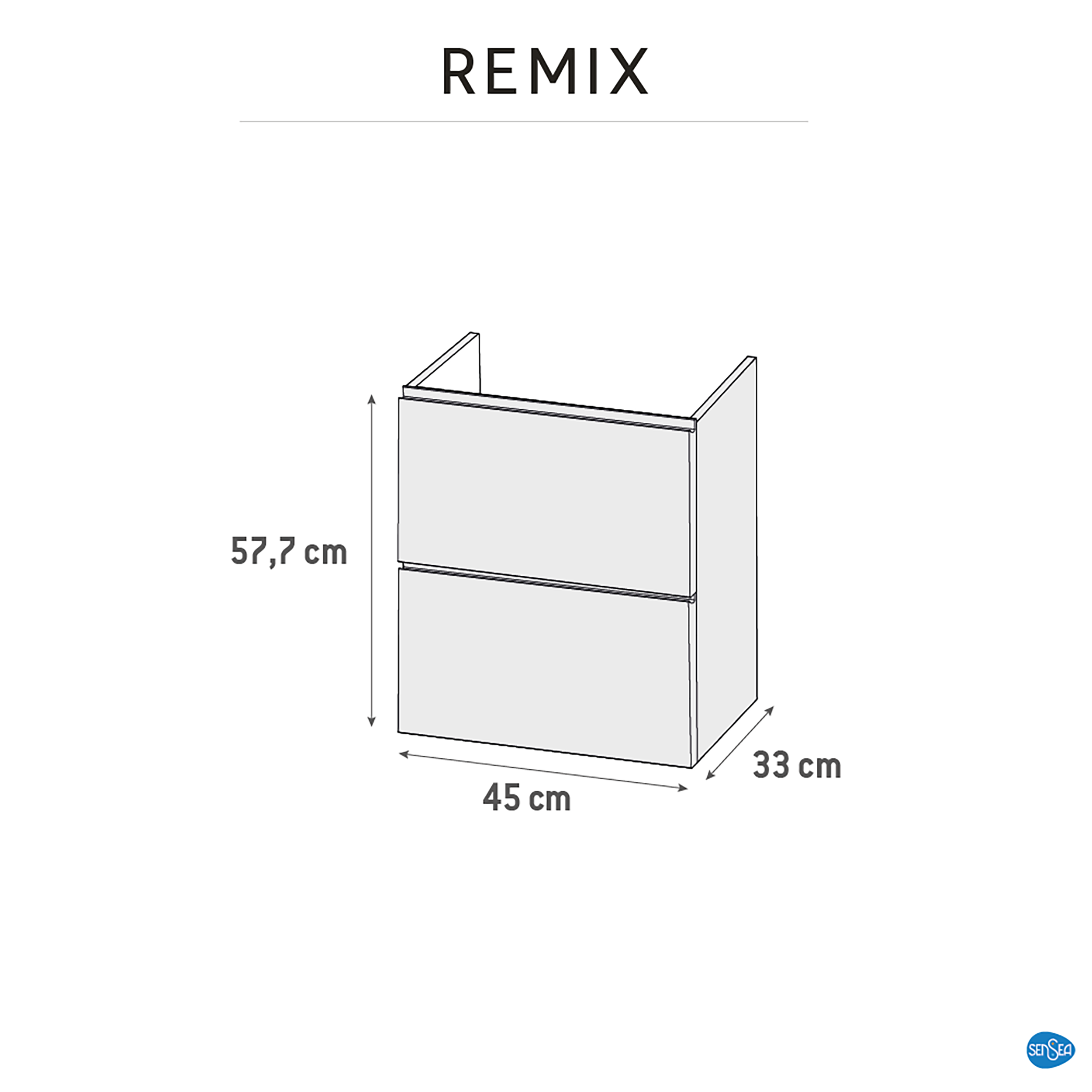 Szafka pod umywalkę Remix Biały Mat 45 Sensea - 6